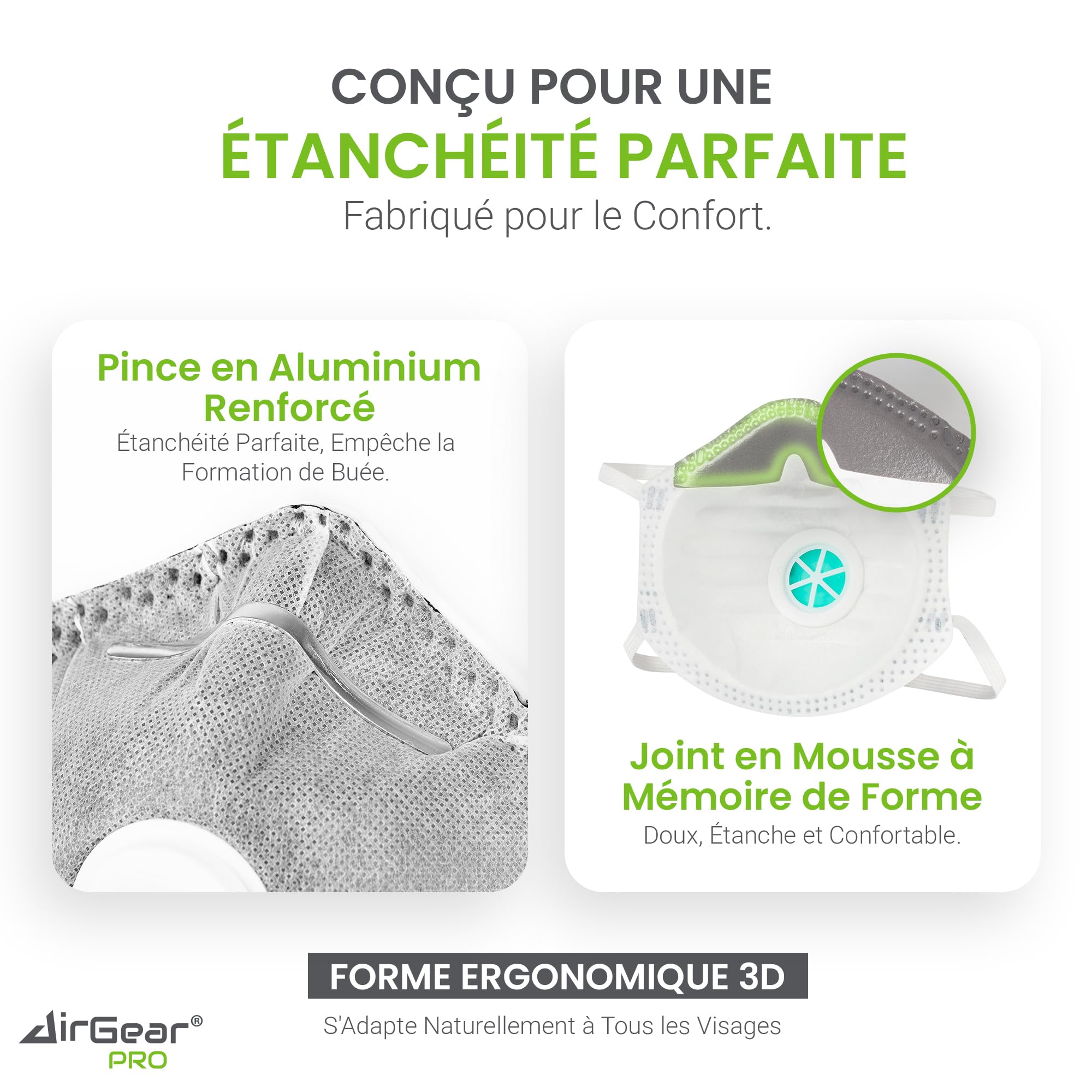 AirGearPro Masque FFP2 avec Valve (Lot de 20) – Masque Anti-Poussière – Protection Respiratoire pour Travaux, Chantier, Bricolage & Produits Chimiques