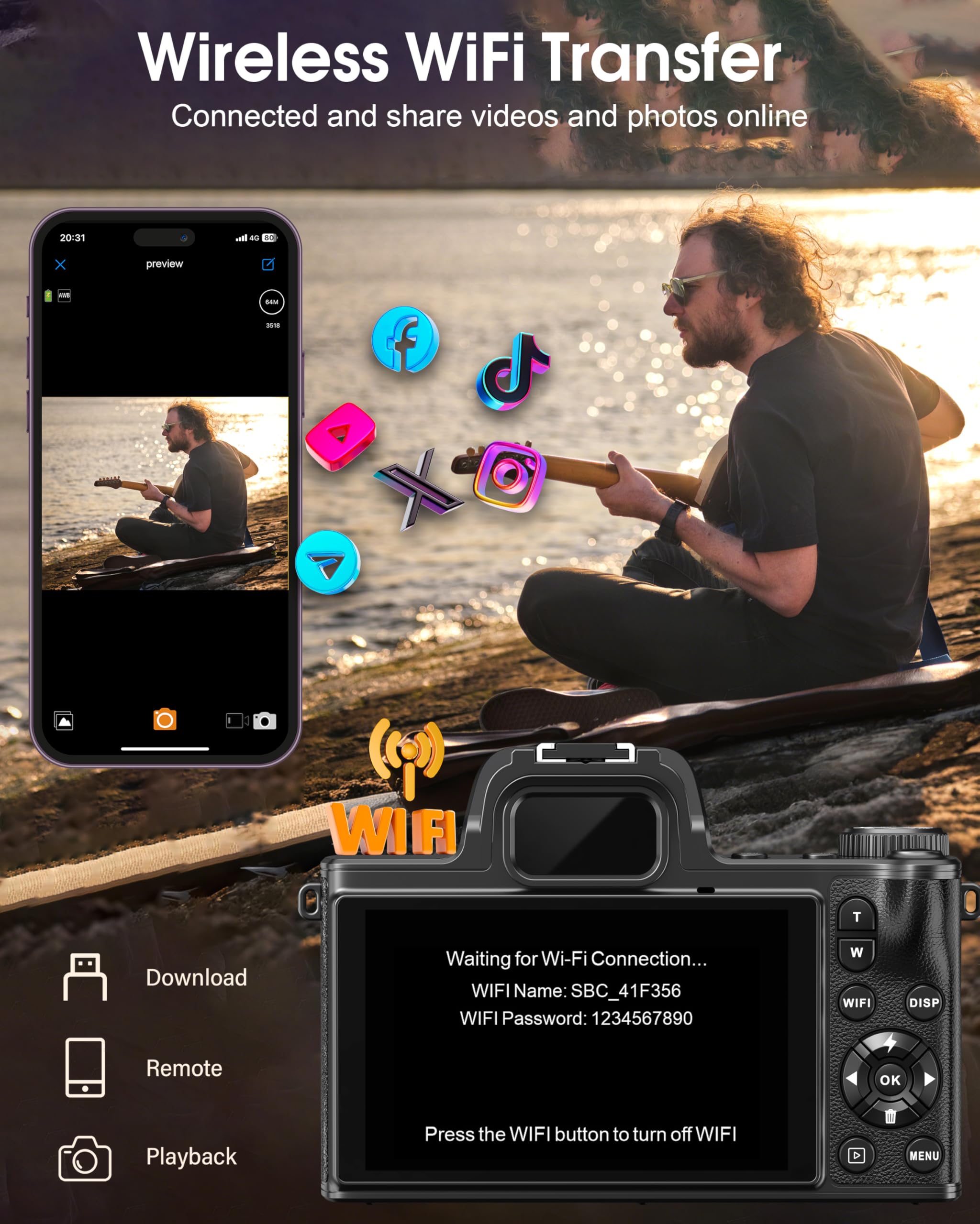 True 5K Digital Cameras for Photography - 80MP WiFi Autofocus Vlogging Camera for YouTube with 4.0" Touch Screen - UHD One-Touch Macro Video Camara for Beginner Photographer with 18X Zoom, Lens Cap