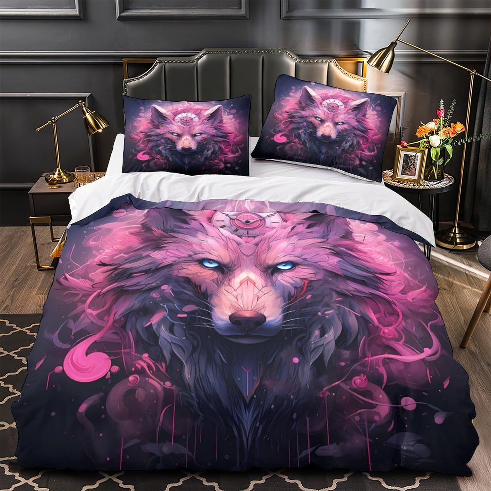 Housse de couette lion 200x200cm pour des nuits douces et sereines