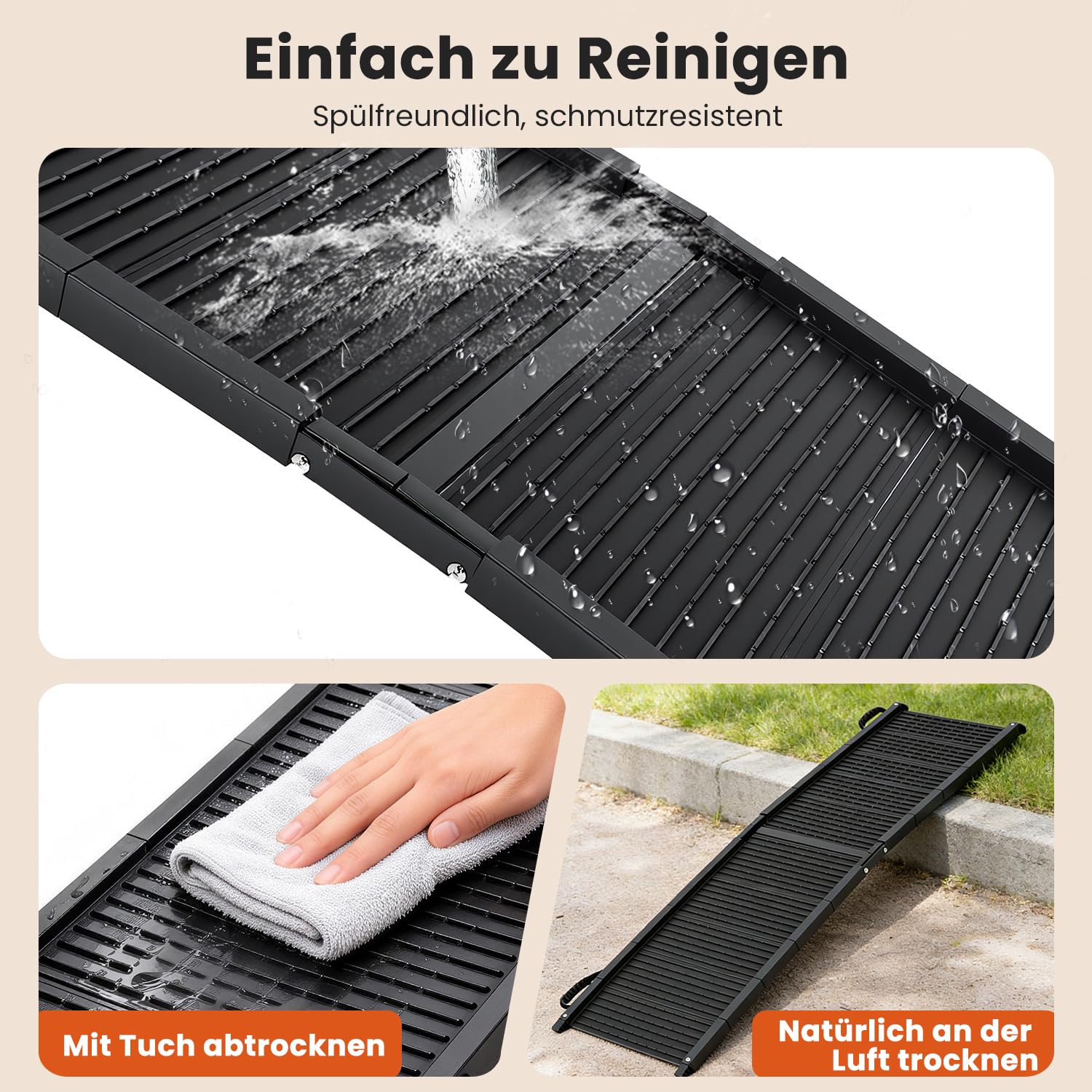 Hundeautorampe 170 x 41 cm,Extralange klappbare Hundetreppe mit Rutschfester Oberfläche, Schwerlast bis 220 lb, tragbare Haustierrampe für SUV, LKW, Bett & Sofa, für mittelgroße & große Hunde