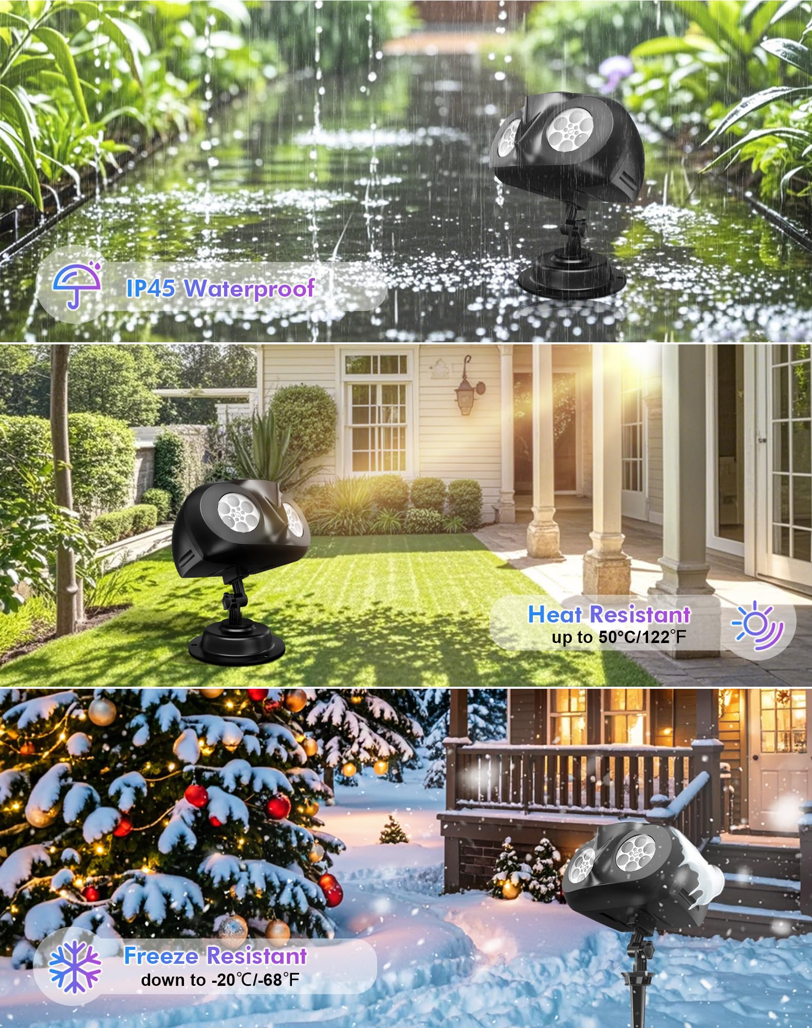 ROVLAK projector Kerstmis buiten LED sneeuwvlok projector lamp, waterdichte Kerstmisprojector sneeuwval effectlicht met afstandsbediening & timer, Kerstmis projectielamp buiten binnen