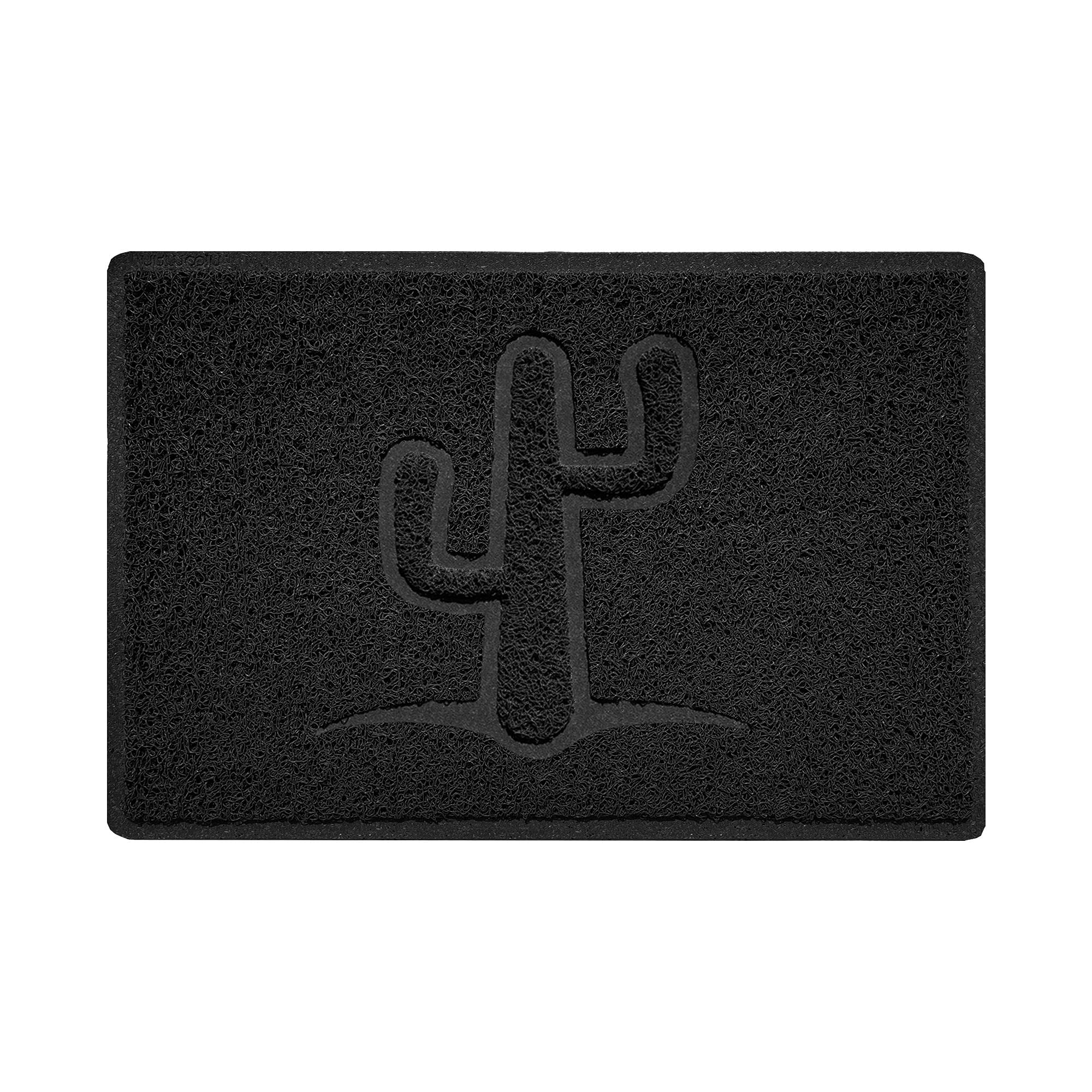 Nicoman Cactus Embossed Shape Door Mat Dirt-Trapper Jet-Washable Doormat-(Use Outdoor ONLY)- (60x40cm/23.6x15.7inches, Small) Black