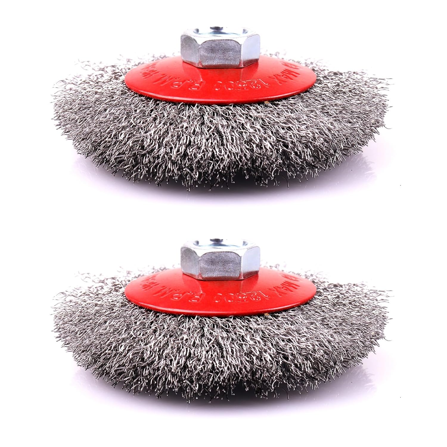 2 Pack 4 Inch Coarse Crimped Wire Wheel for 4 1/2 Angle Grinder, 5/8 Inch-11 Threaded Arbor, 0.014 Inch Carbon Steel Wire Wheel Brush for Rust, Corrosion, Paint Removal