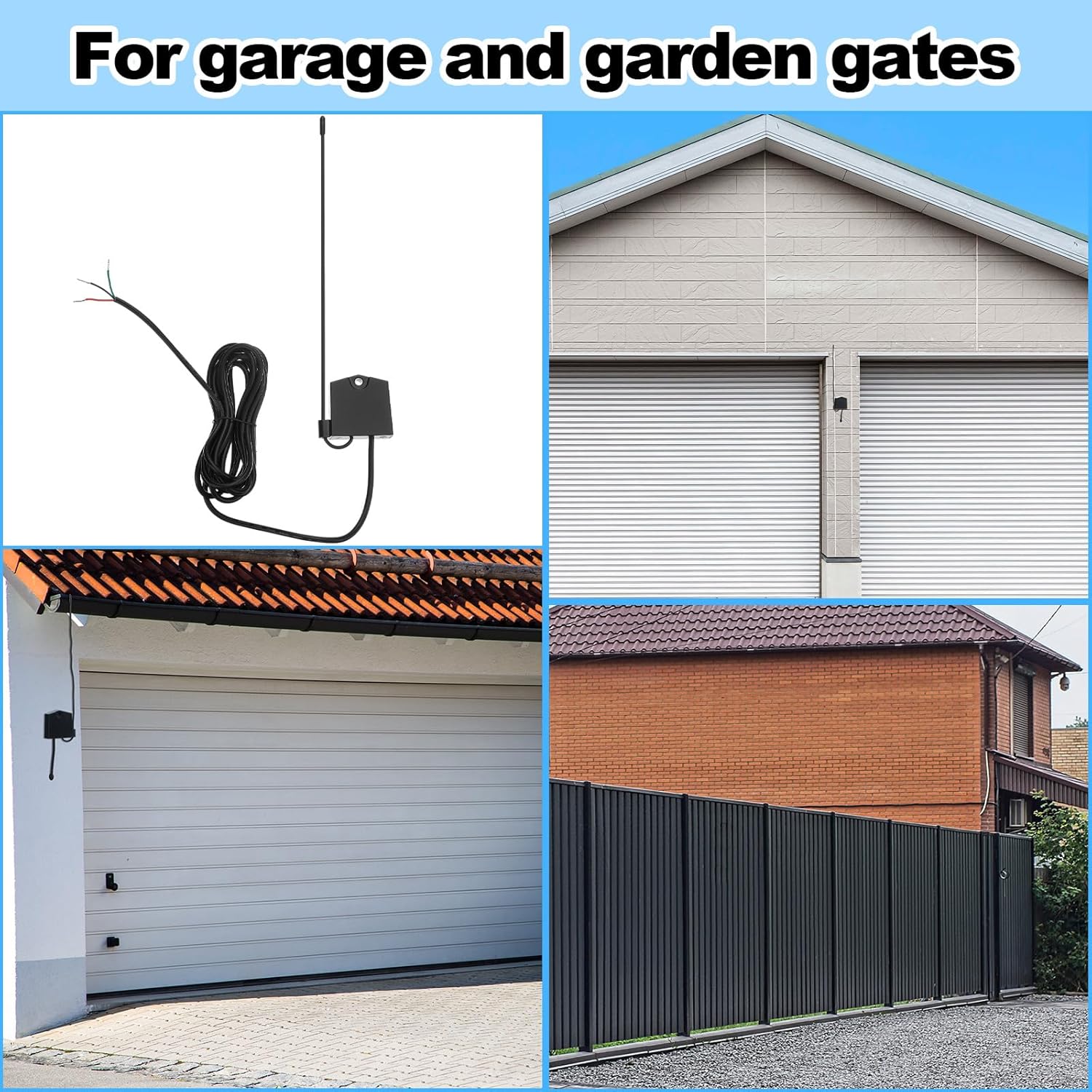 Kingdder 10 ft Narrow Band Reciever-Antenna Compatible with Mighty Mule AQ201-NB/AQ202-NB Swing Gate Opener Includes Antenna and Cable for Remote Mounting Extension Kit