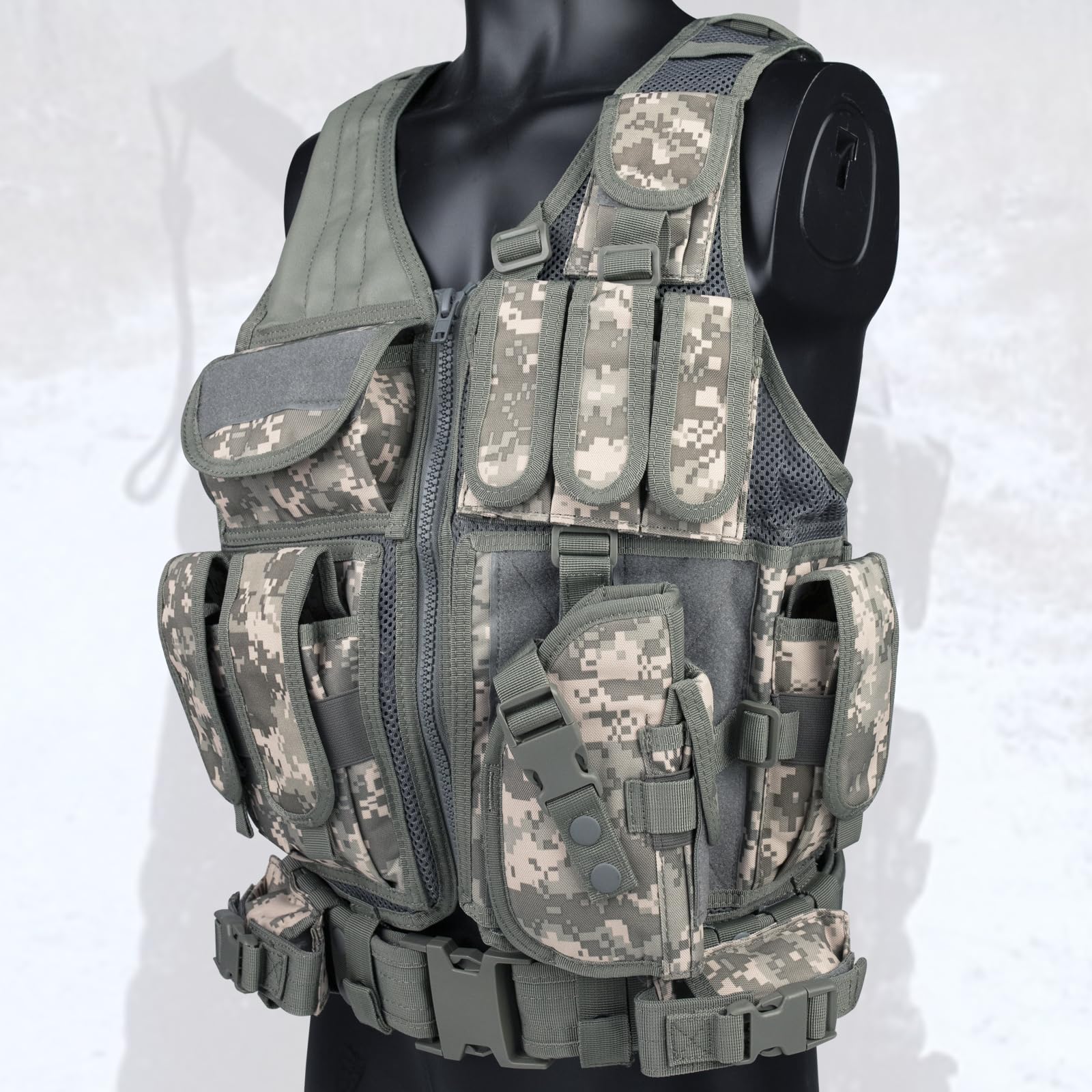 YAKEDA Tactical Outdoor CS Game Vest Adjustable Fit Adult (ACU CAMOU)