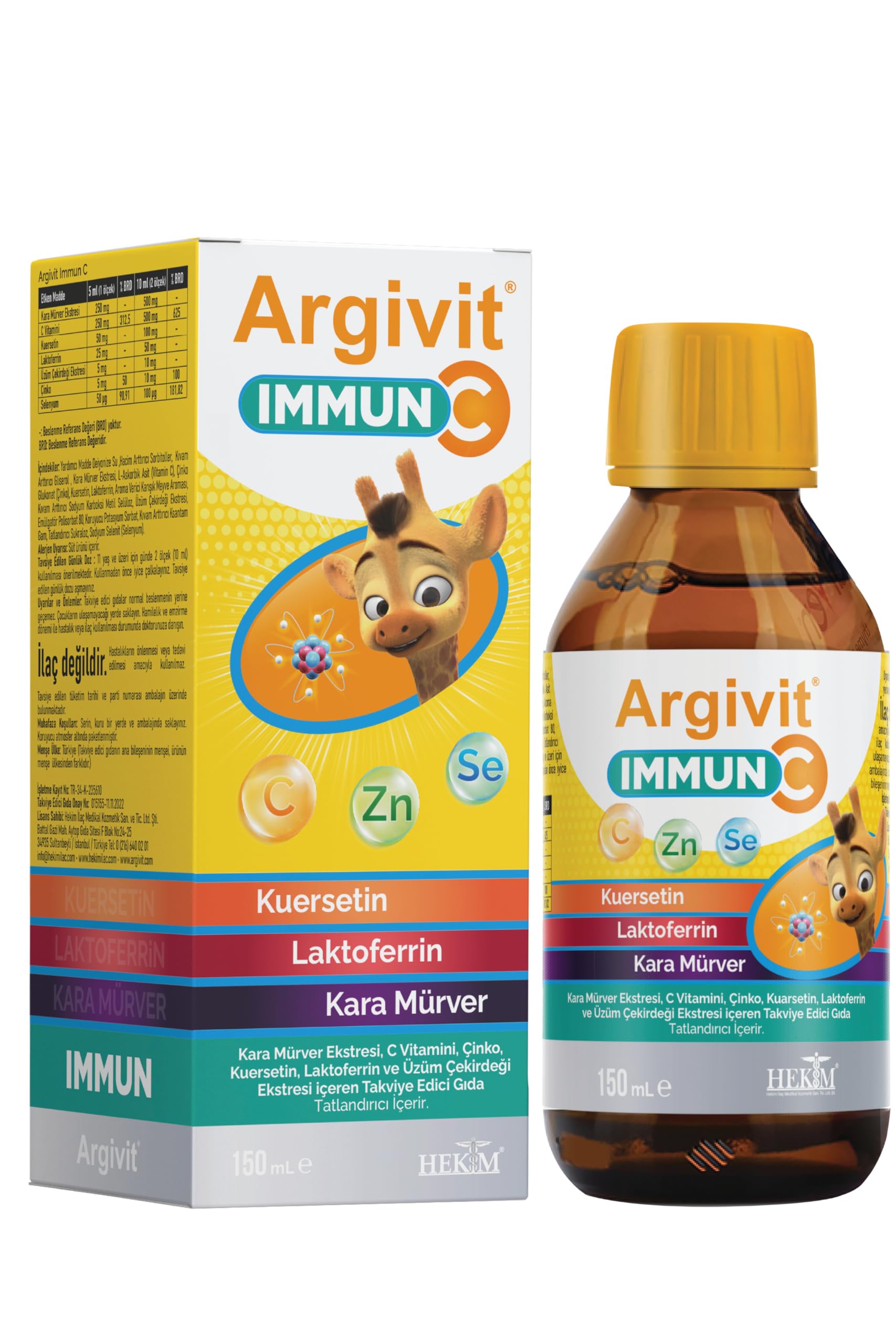 Argivit Sirop immunitaire à l'extrait de vitamine C 150 ml