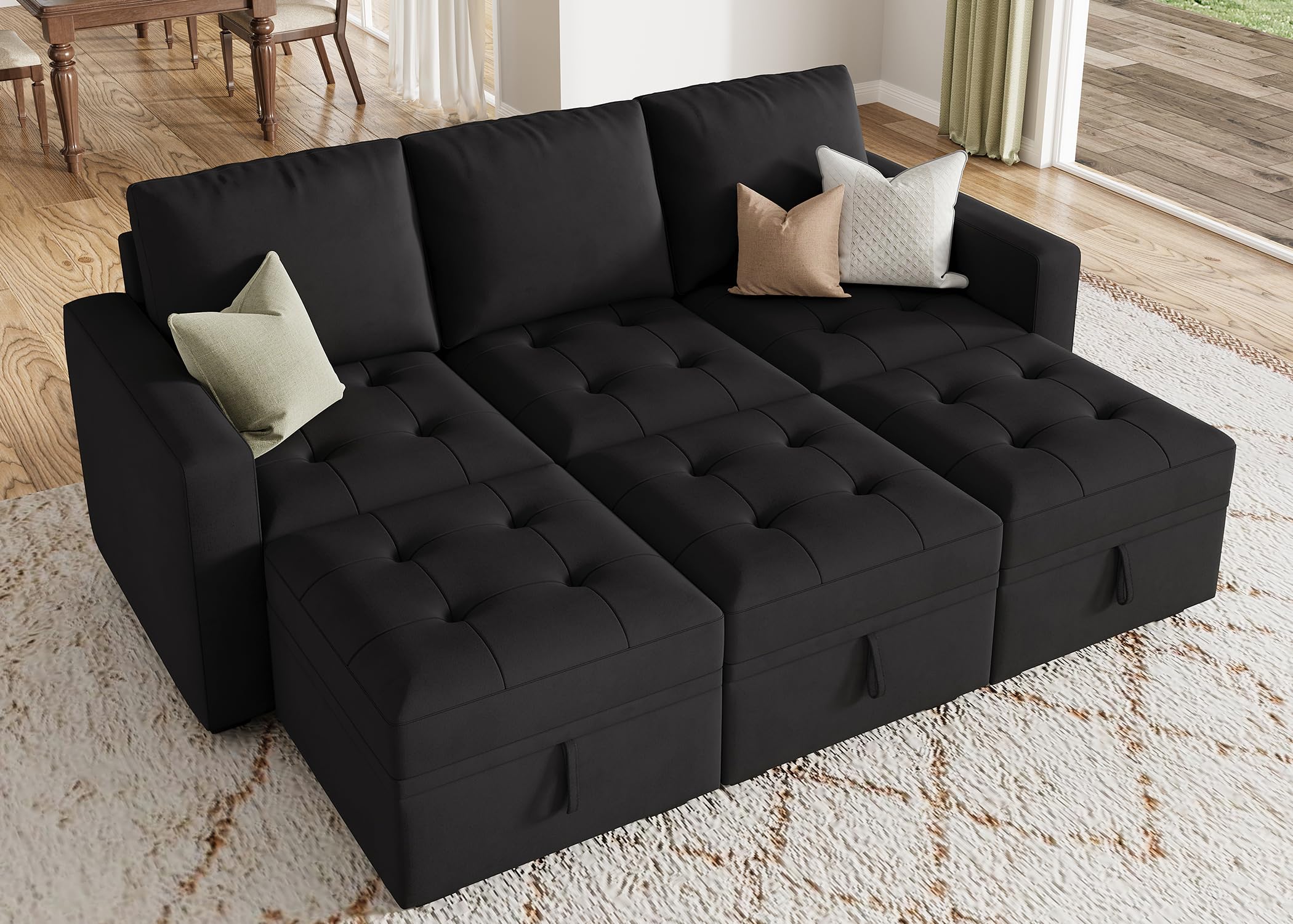 Photo 1 of ***PARTIAL SET BOXES A, D, AND E***
HONBAY Modular Sectional Couch Sleeper Sofa Bed with Storage Seats Oversized Sectional Couches for Living Room,Black