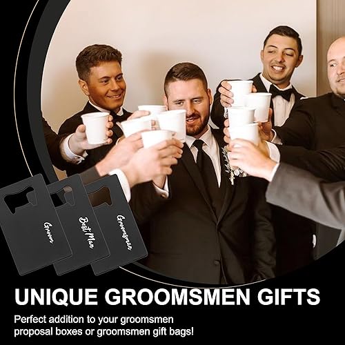 Miniatura 6 de Lady&Home Abrebotellas, 7 unidades, padrinos de boda, abrebotellas de acero inoxidable, tamaño de tarjeta de crédito, abrebotellas para bodas,