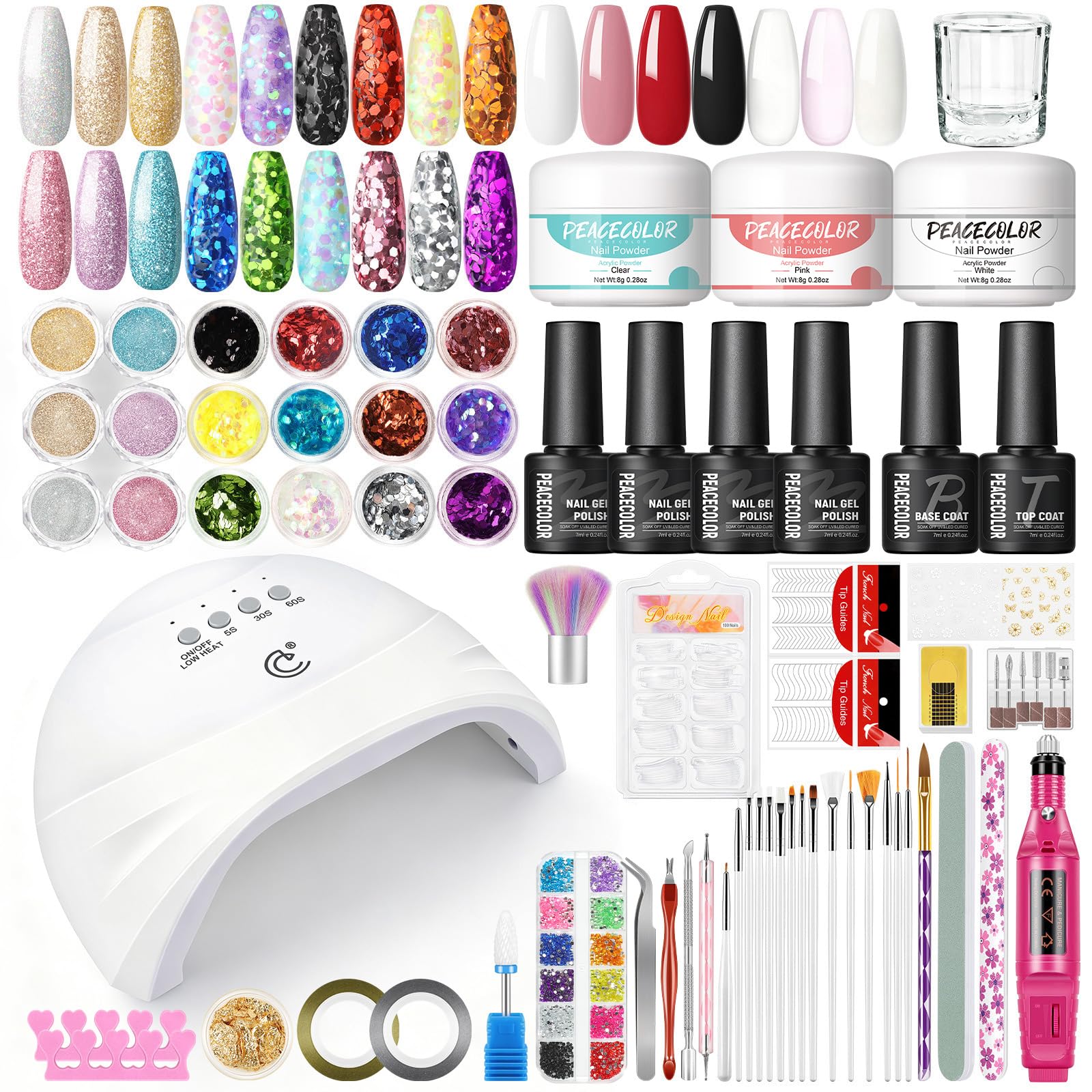 Amazon.com: Peacecolor Acrylic Nail Kit for Beginners with