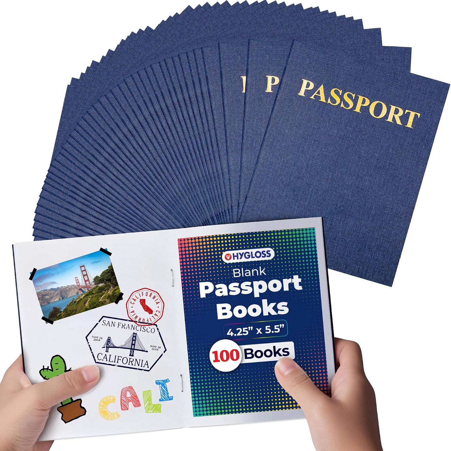 Hygloss Fake Passport Book, Bulk 50 Pack, Blue Blank Passports for Kids image 2