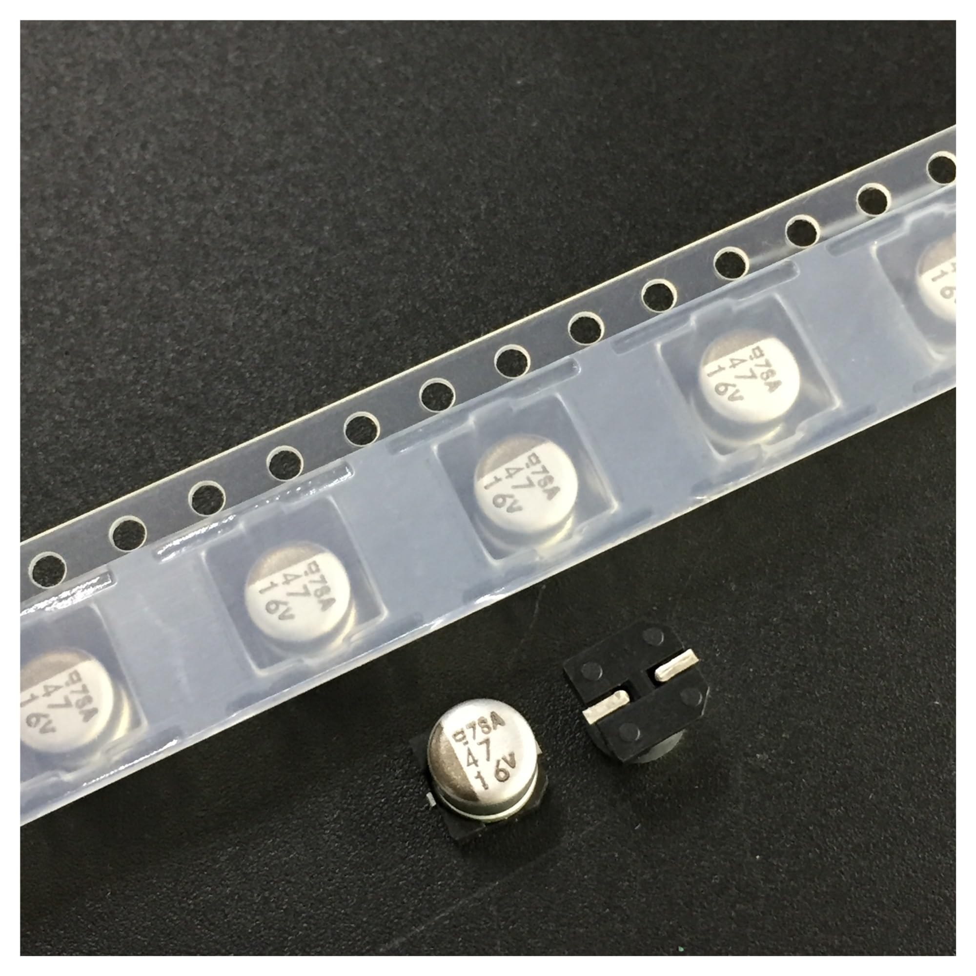 Condensateur 16V 47uF CMS au format ultra compact 5x5.2mm en aluminium de haute durabilité