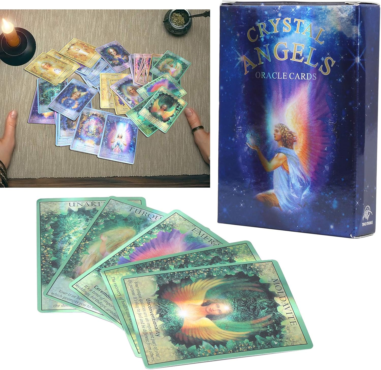 FastUU Tarot Cards Deck, Hologram Portable Classic Design English Version Tarot Cards Flash Effect for Party for Adult for Beginners Expert Readers