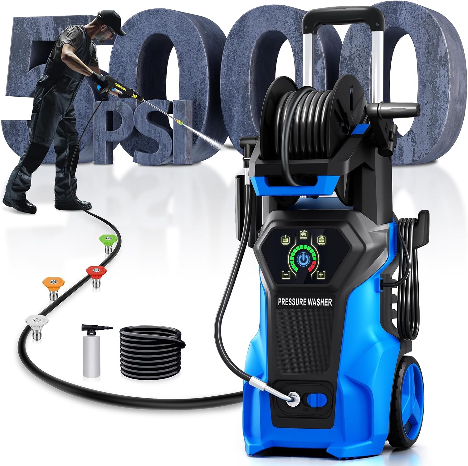 Amazon.com : Fenbeli 𝟓𝟎𝟎𝟎𝐏𝐒𝐈 𝐏𝐫𝐞𝐬𝐬𝐮𝐫𝐞 𝐖𝐚𝐬𝐡𝐞𝐫 Portable Washer Cleaner ...