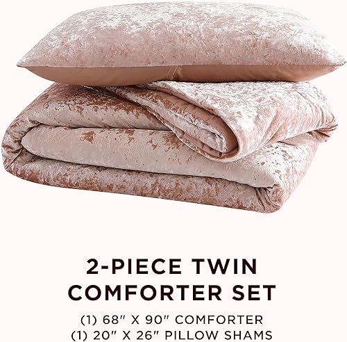 Miniatura 3 de Juicy Couture Juego de edredón y funda de terciopelo triturado tamaño individual, juego de ropa de cama individual de 2 piezas, (1) edredón de 68 x