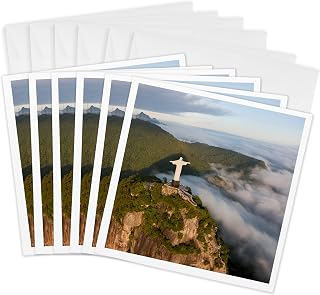 3dRose Greeting Cards - Christ the Redeemer on Corcovado mountain, Rio de Janeiro, Brazil. - 6 Pack - Religion