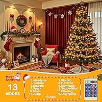 Vista 4 de Decute Guirnalda de luces de Navidad de 164 pies, 500 LED, regulable, con control remoto, alambre de cobre, luces estrelladas con certificación UL