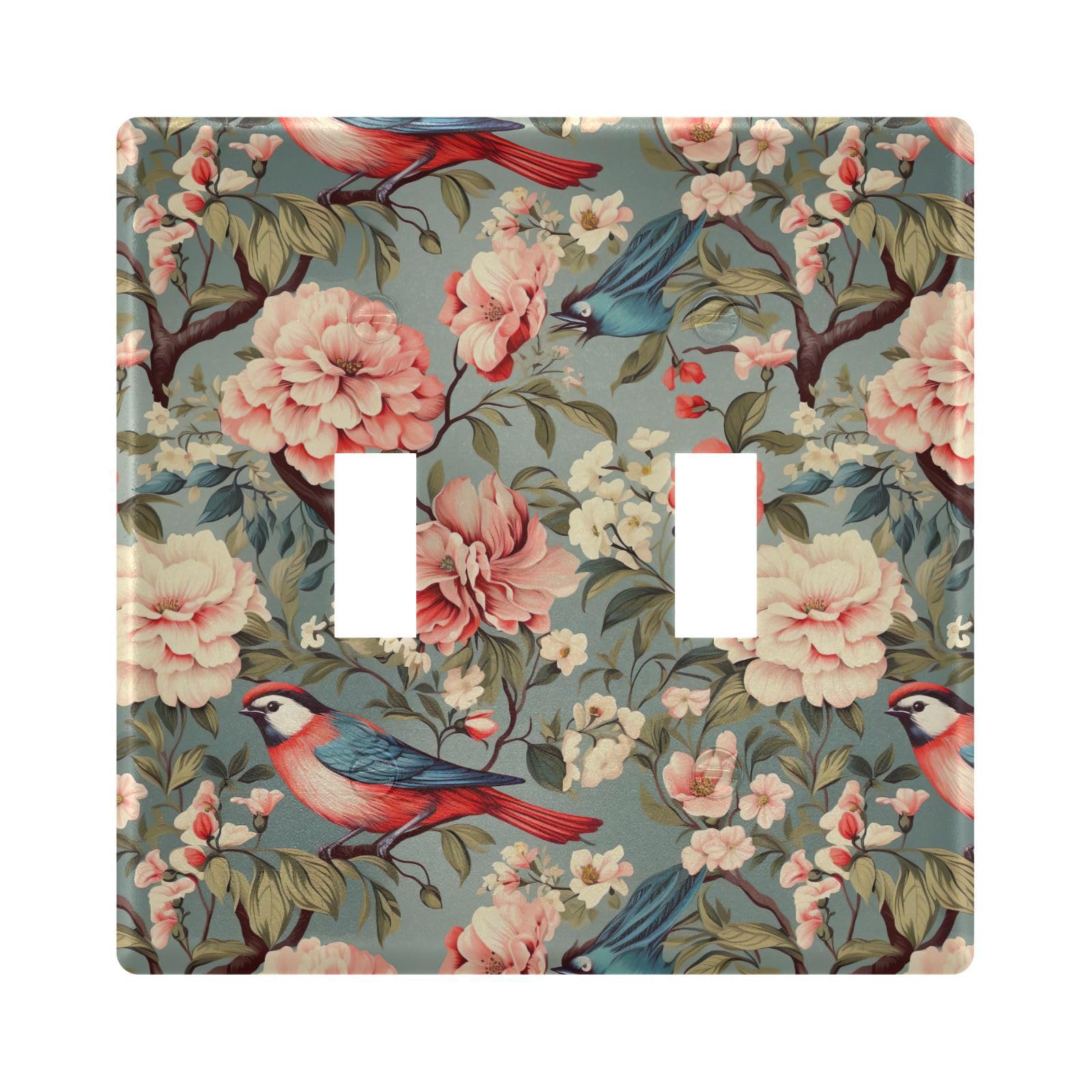 UMIRIKO Bird Spring Flower Light Switch Cover Plate Covers Decorative Double Toggle Home Decor 202b3343