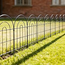 Metal Garden Fence 60cm H x 33cm W (10 Panels, Total Length 3.3m) Outdoor Decorative Fence No Dig Fence Border Fence Dog Fence for Flower Bed, Yard, Animal Barrier