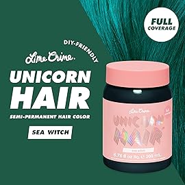 Lime Crime Unicorn Hair Dye Full Coverage, Sea Witch (Rich Teal) - Vegan and Cruelty Free Semi-Permanent Hair Color Conditions & Moisturizes - Temporary Green Hair Dye With Sugary Citrus Vanilla Scent
