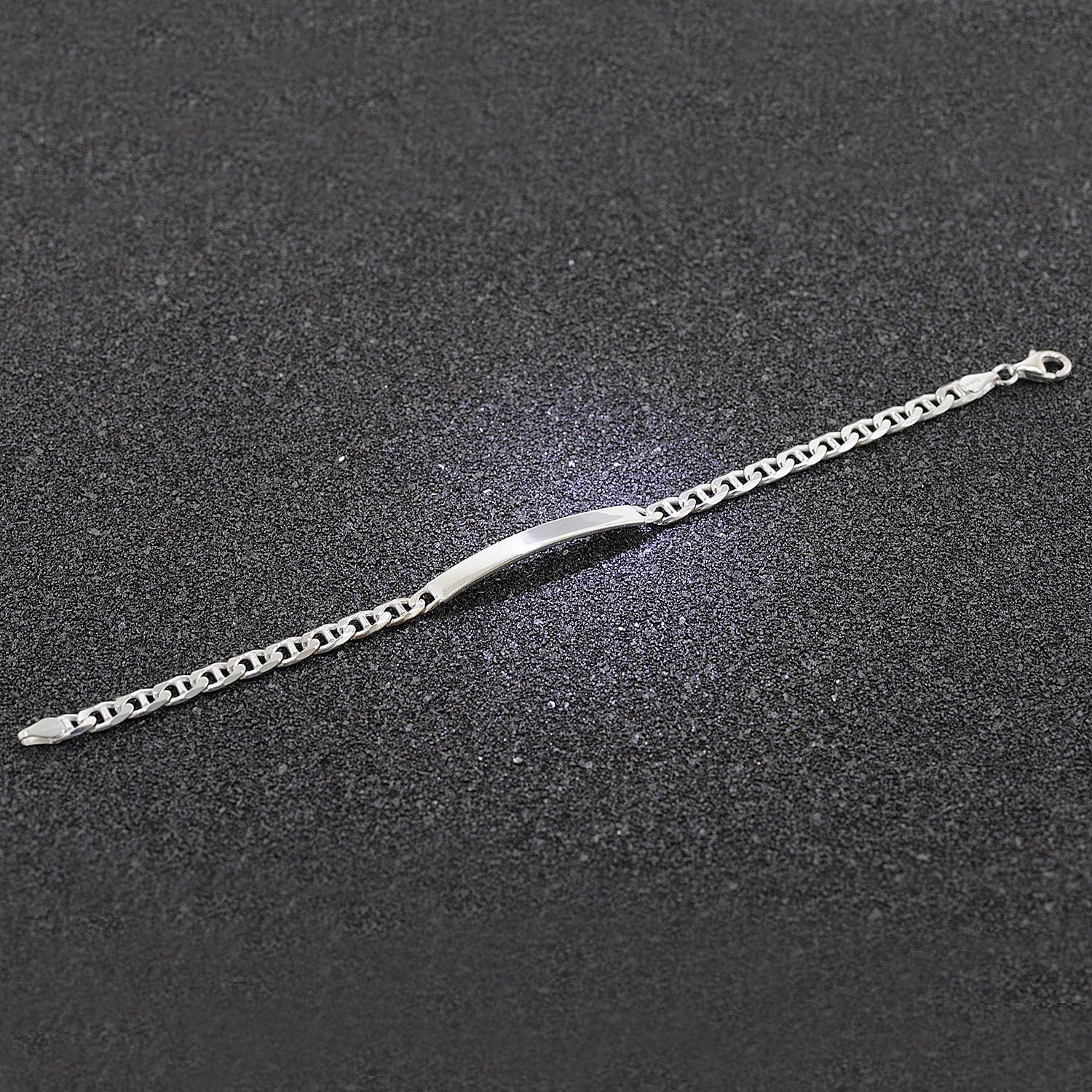 trendor Gravur-Armband für Herren 925 Silber Panzersteg Kette 21 cm 35675