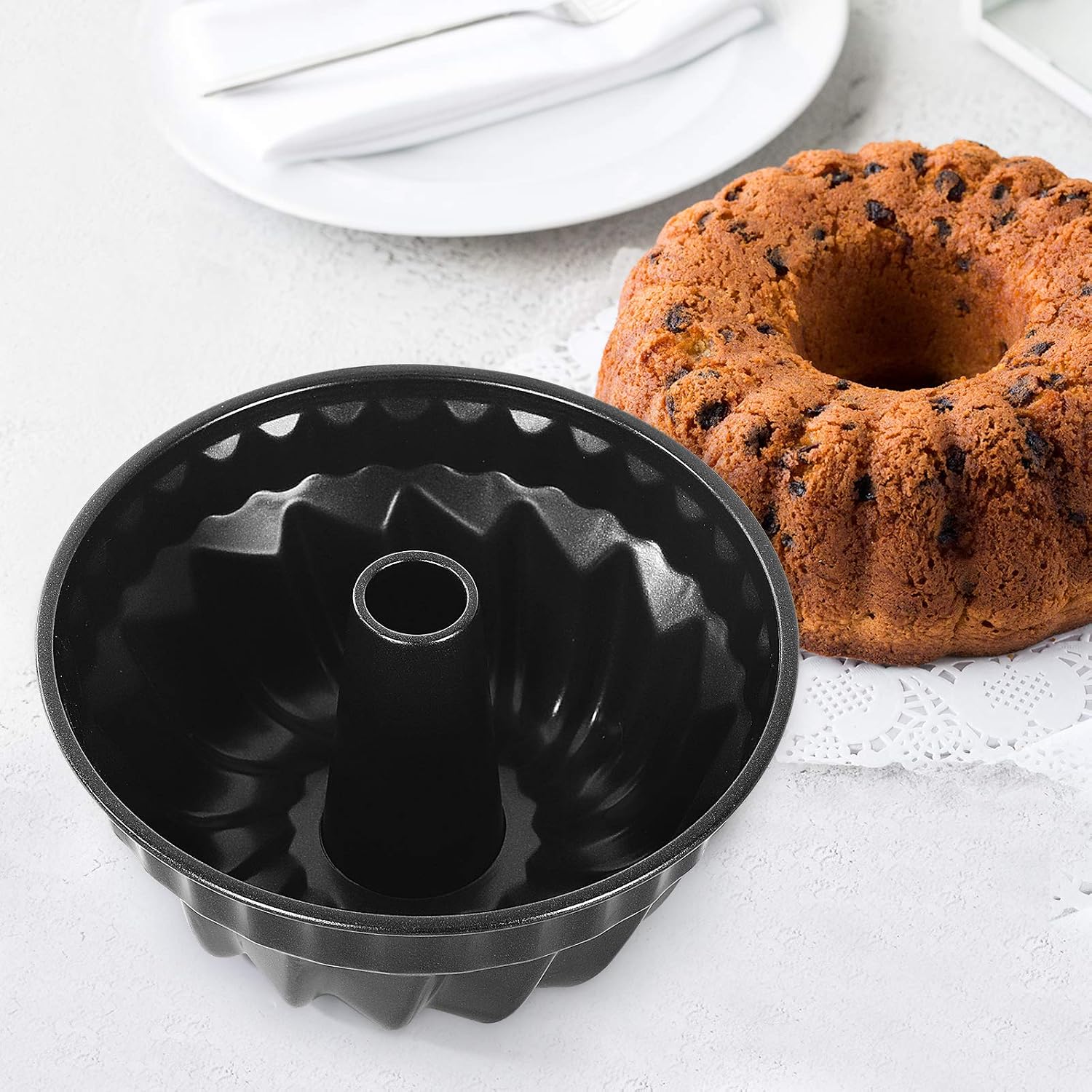 Esjay 7 Inch Cake Pan for Instant Pot, 6 Cup Fluted Tube Pan for Ninja Foodi