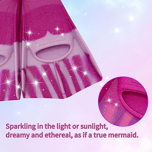 Miniatura 135 de Aletas de natación para niños, aletas cortas para niños y jóvenes, aletas de natación para entrenamiento de natación para niños, niñas, niños Azul,