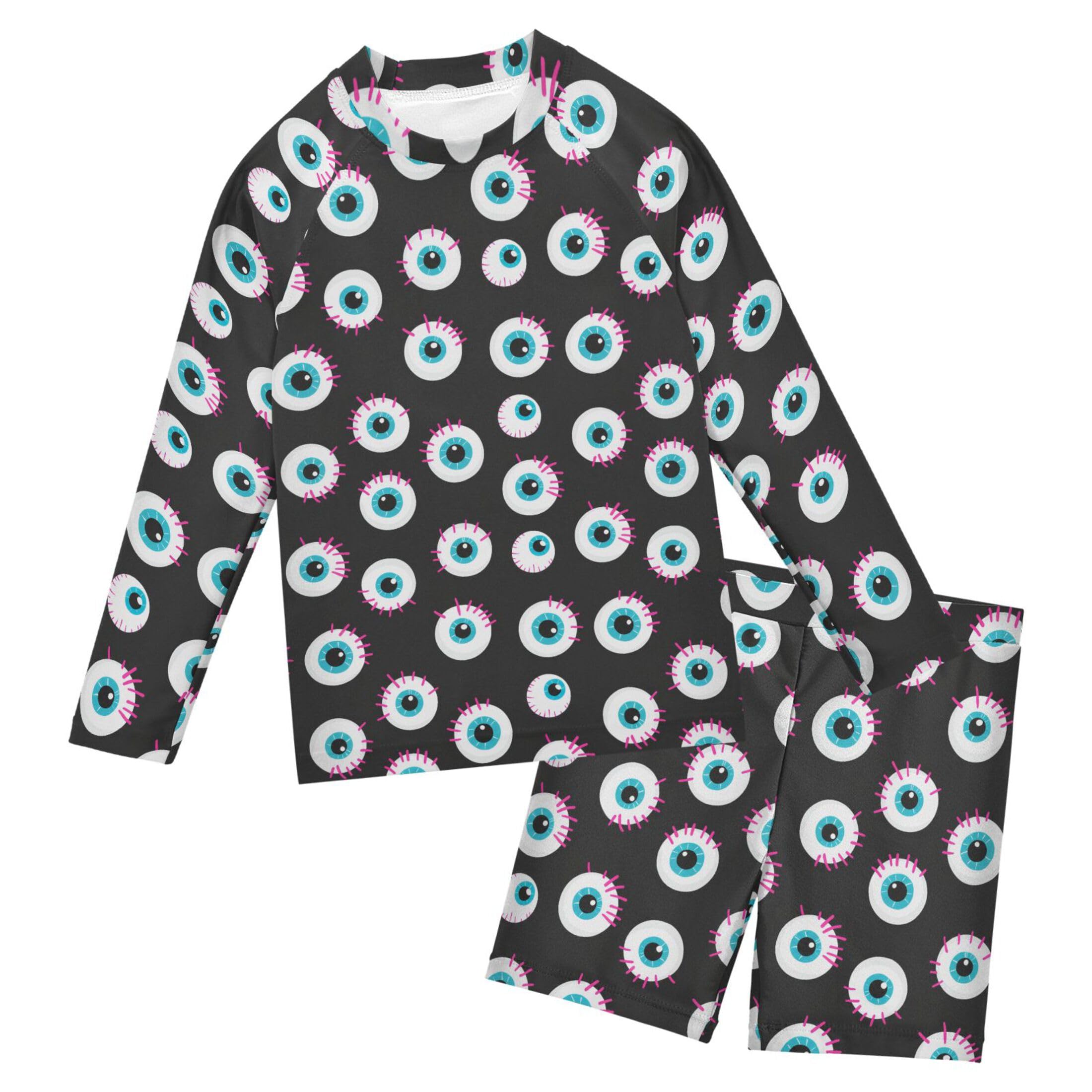 Funny Eyeballs Eyes Baby Boys' Toddler Long Sleeved Rashguard Swim Bathing Suit Set B0404998