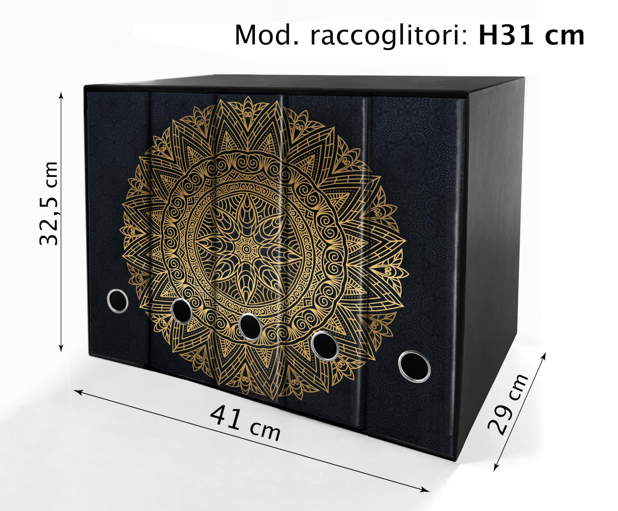 Set da 5 raccoglitori ad anelli MANDALA ORO - Faldoni SHAREPRINTING (H31 con 4 anelli)