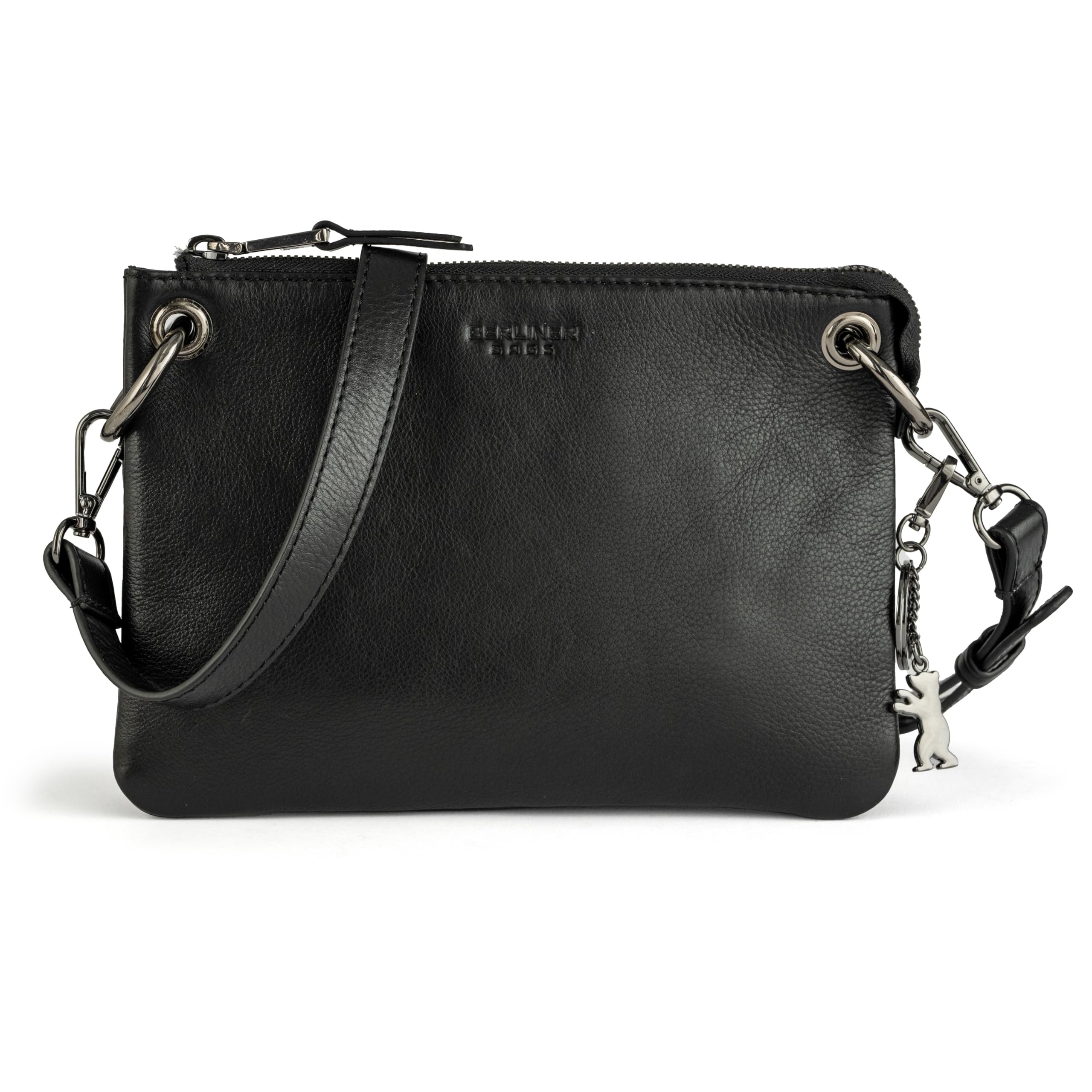 Berliner Bags Leder Umhängetasche Nice Premium, Crossbody Tasche - Schwarz