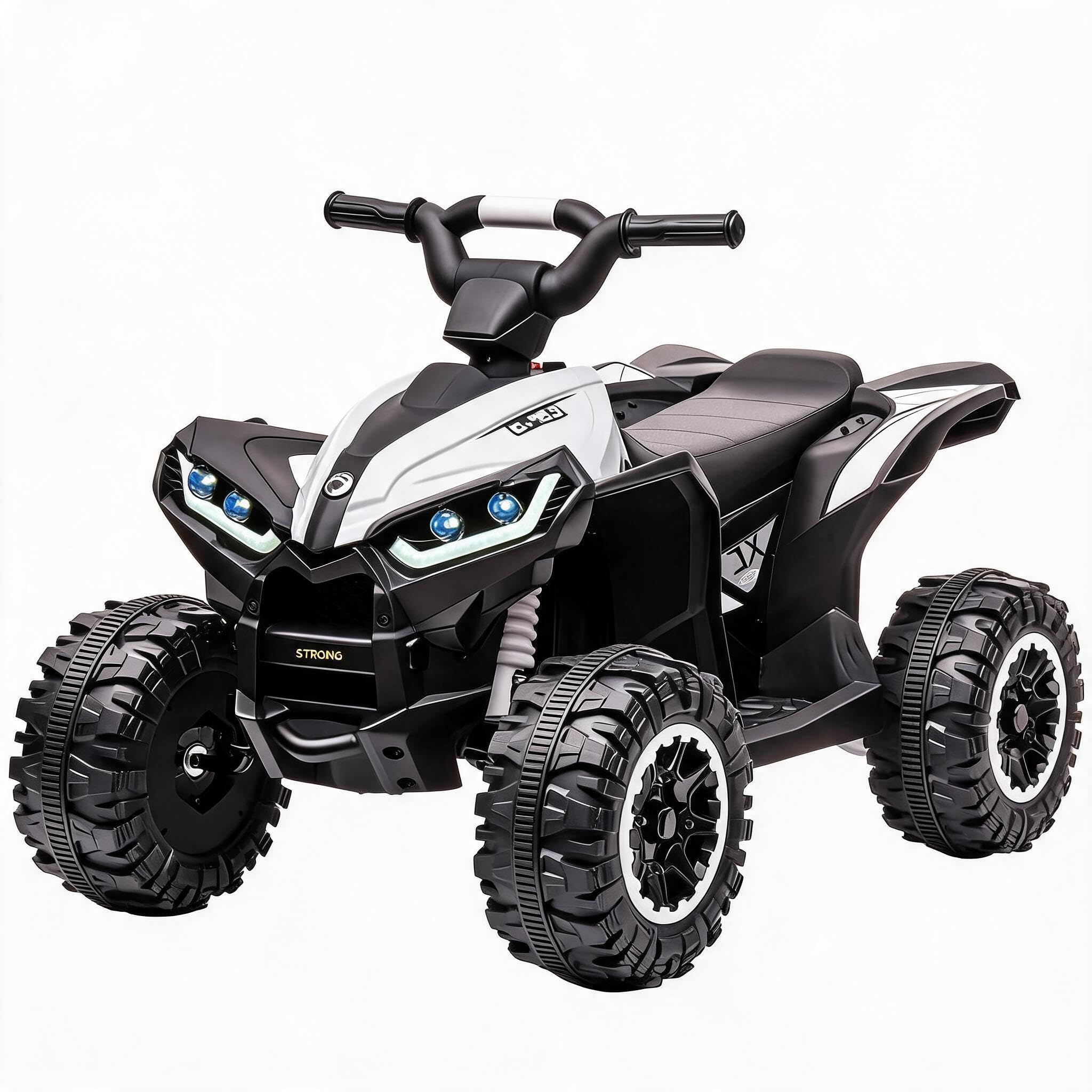GarveeMore 12V Kids Electric Car with Remote Control, Ride on Car with LED Lights, Wireless Music, USB and Spring Suspension, Battery Powered Electric Car for Boys and Girls, White — image 1