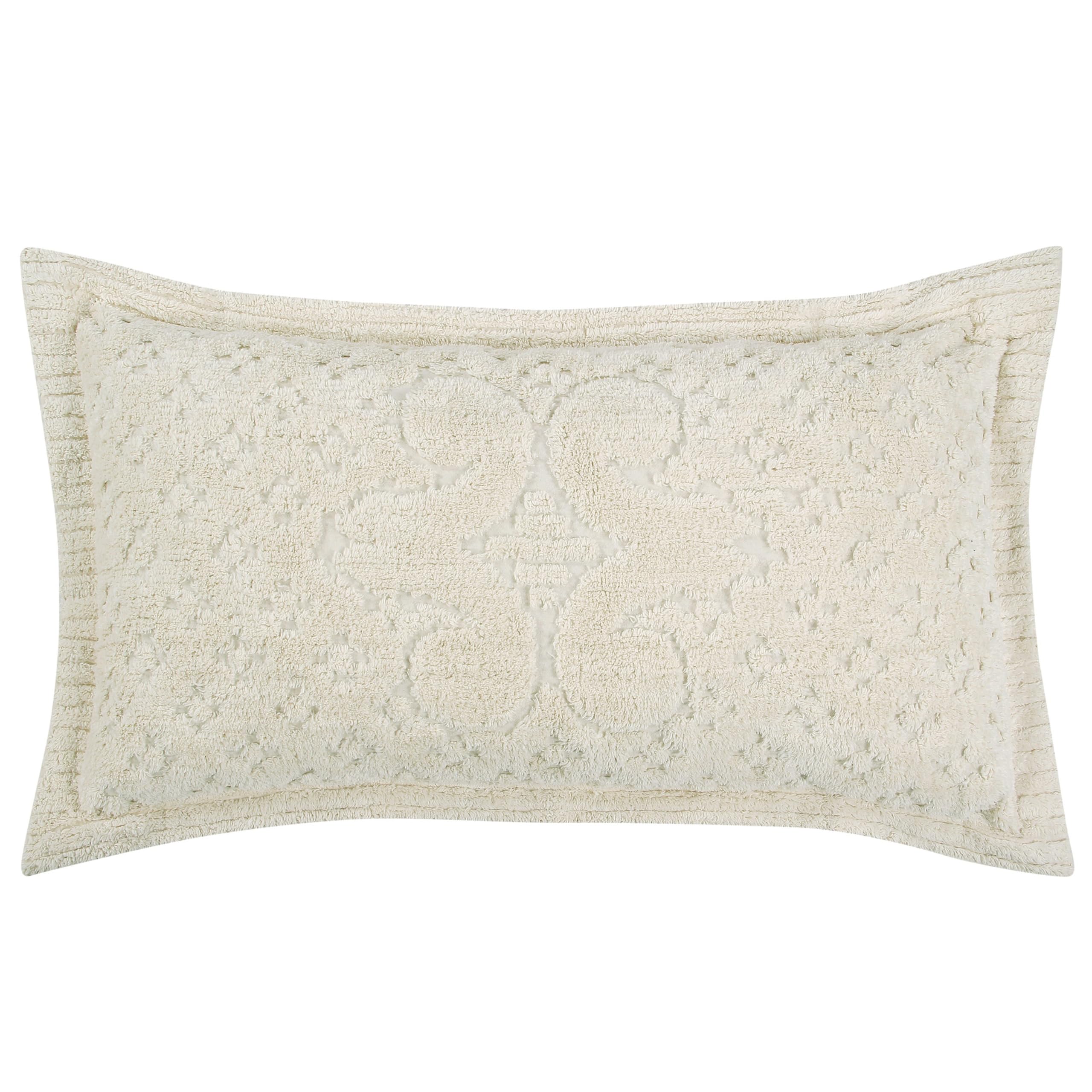 Better Trends Ivory King Sham 100% Cotton Chenille Bedspread Sham, Soft and Cozy Tufted Tumble Dry (20x36 King Sham) Ashton Collection