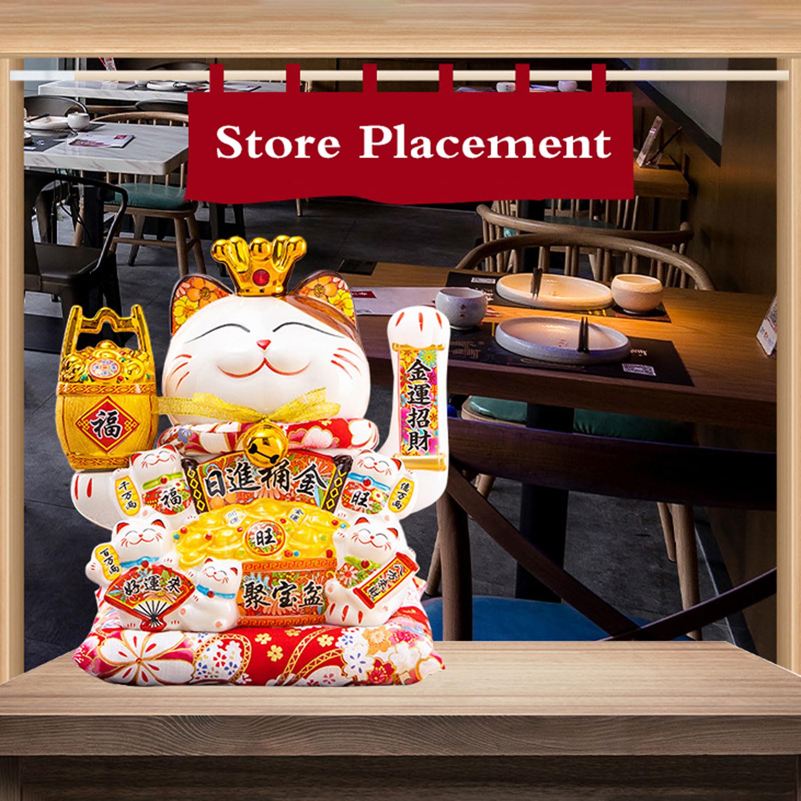 Gato De La Suerte De CeráMica,Afortunado Gato,Maneki Neko De CeráMico,Porcelana Gato De La Suerte,Gato Chino De La Suerte,DecoracióN,DecoracióN,SíMbolo De RiquezaPara DecoracióN del Coche