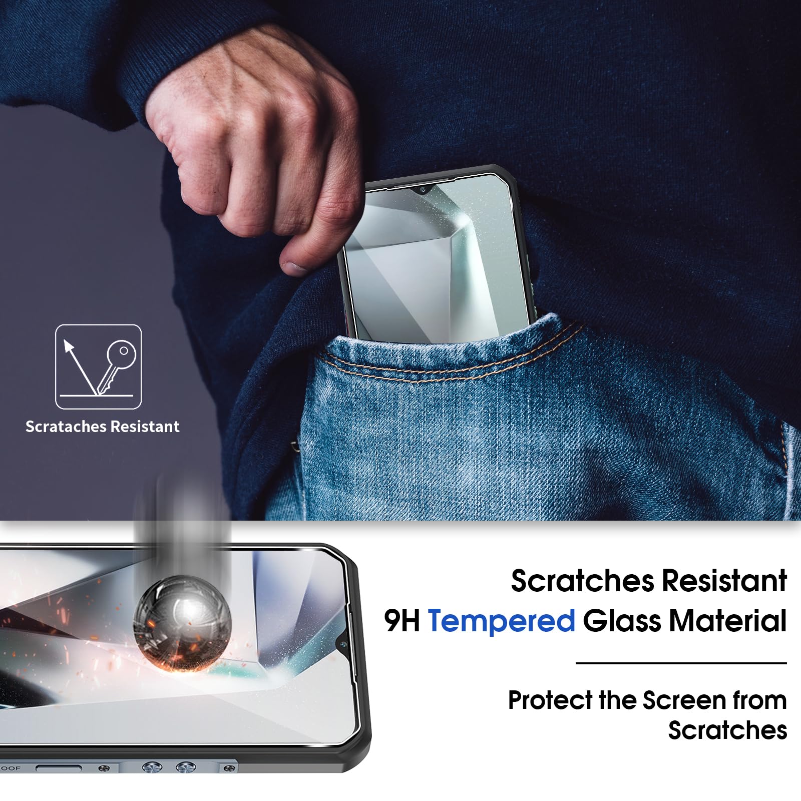 2 Pellicole Vetro Temperato 9H Per Oukitel WP35, 0,33 Mm Trasparente, Anti-impronte, Facile Installazione, Senza Bolle