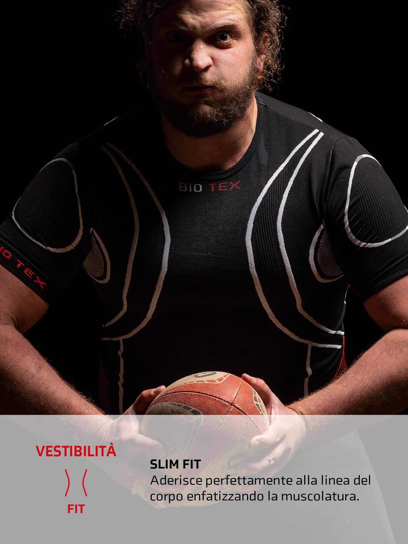 BIOTEX T-Shirt Hightech per Ciclismo e Running, Intimo Tecnico Sportivo, Maglia Termica con 4 Zone di Compressione, Nero