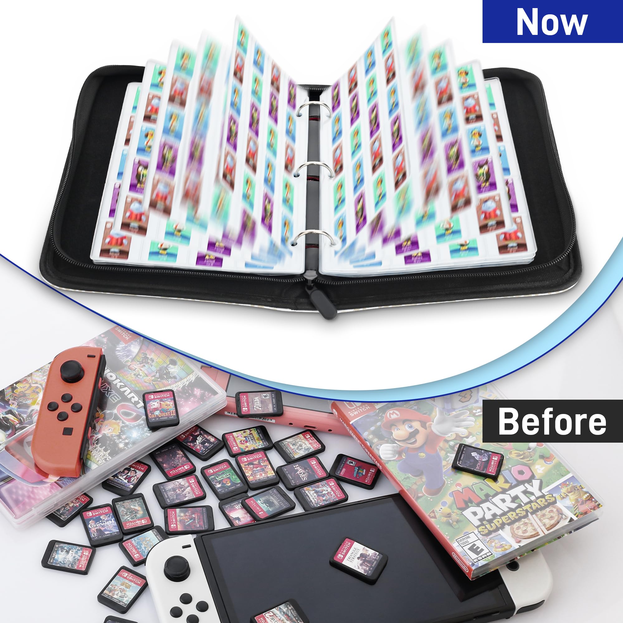 CONSOLEARMOR Card Binder for Mini Cards, 300 Pockets Card Holder Folder  with Sleeve, 3-Ring Portable Card Protector Sleeve with Zipper, Card Album  Book for ACNH NFC Tag Game Cards (for Splatoon) :