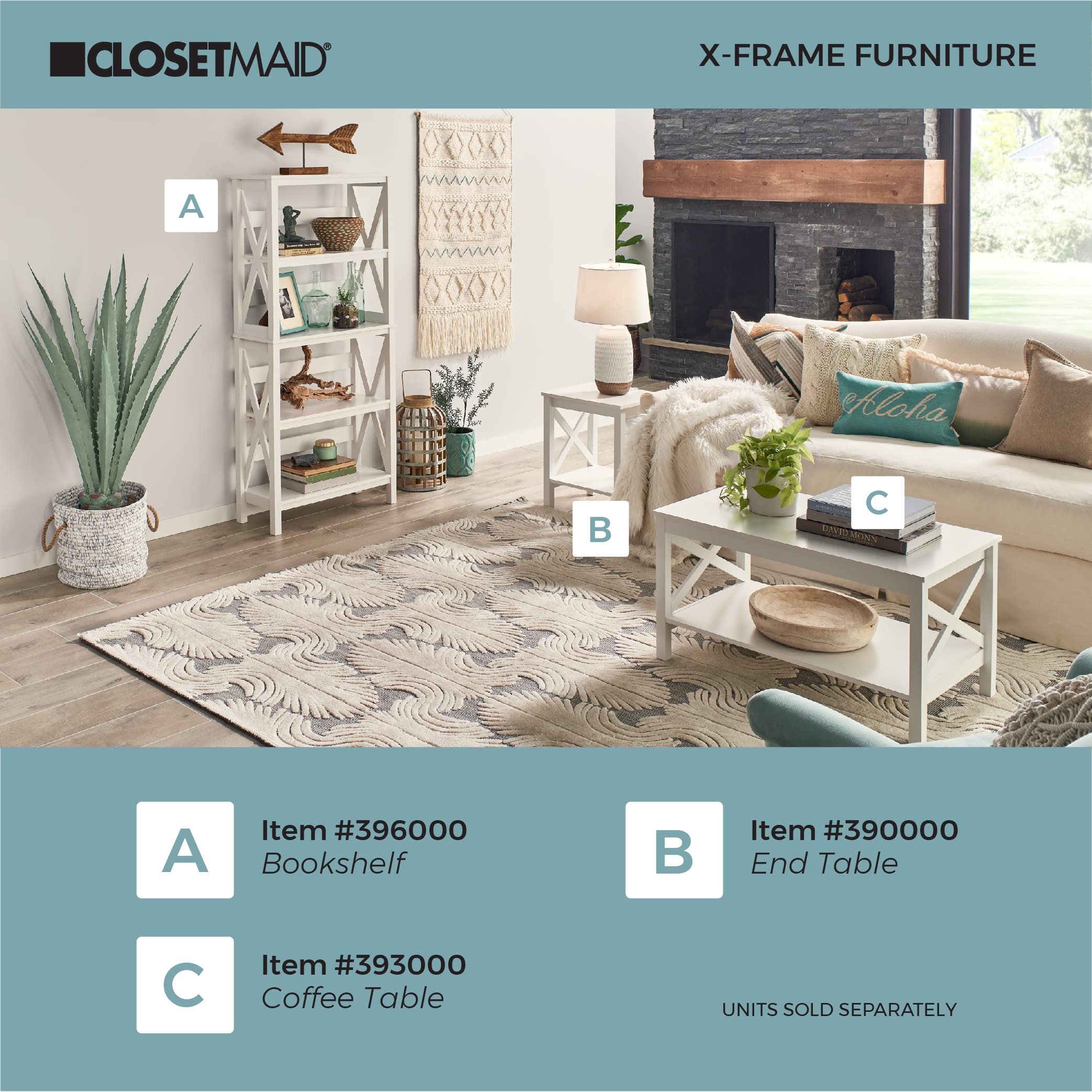 ClosetMaid 3960 X-Frame Design - Estantería o estantería de 5 estantes, madera blanca