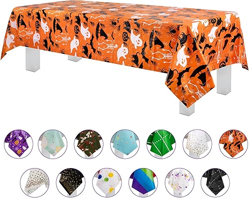 Miniatura 64 de Mantel de plástico de alta calidad - 54 in. x 108 pulgadas. Grandipity - Mantel rectangular (6 y 12 unidades), Azul cielo a cuadros Feliz