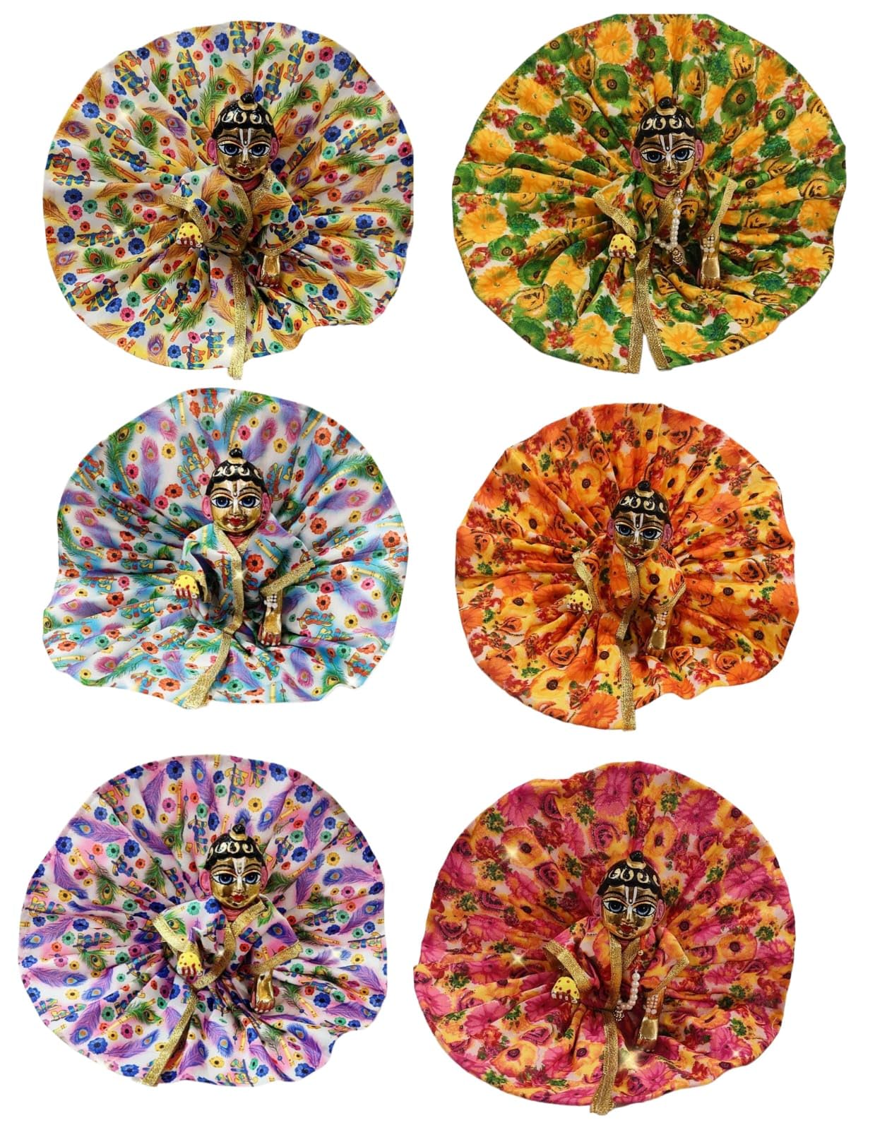 Partish Laddu Gopal Summer Cotton Dress (Pack of 6) l Ladoo Gopal Cotton Dress l Kanha Ji Poshak Size 0 1 2 3 4 5 6 (E, Size 1)-image-45