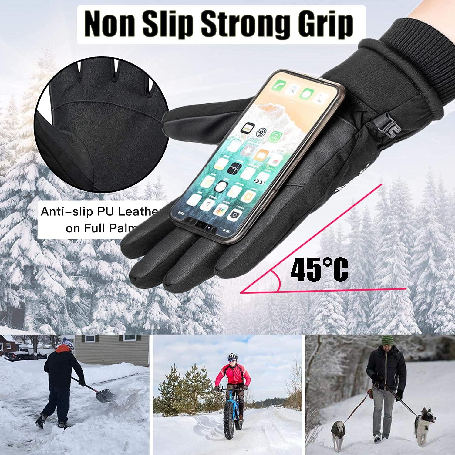 Weitars Winter Warm Gloves for Men Women Touchscreen Waterproof Thermal Snow Gloves for Cycling Hiking Running Skiing Outdoor Working : Clothing, Shoes & Jewelry