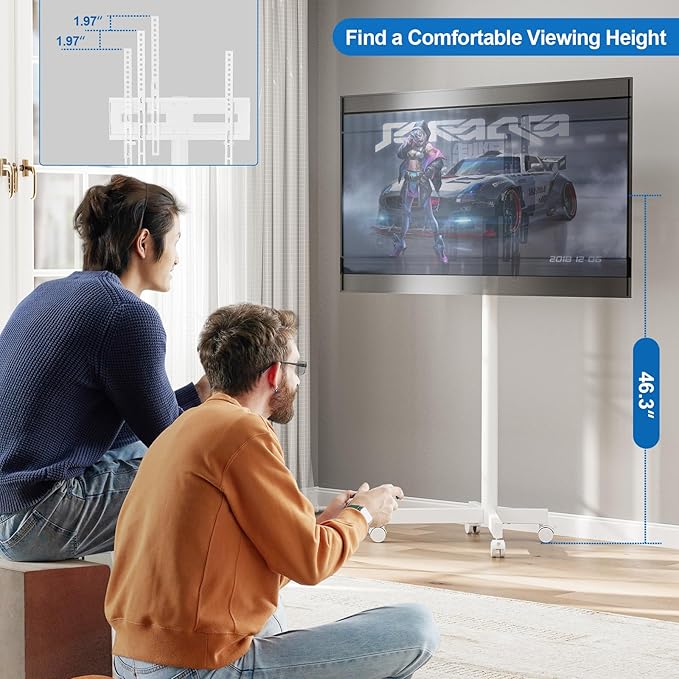 Soporte Móvil para TV con Ruedas, Ajustable, Soporta hasta 110 lb, 23-65 pulgadas miniatura 5