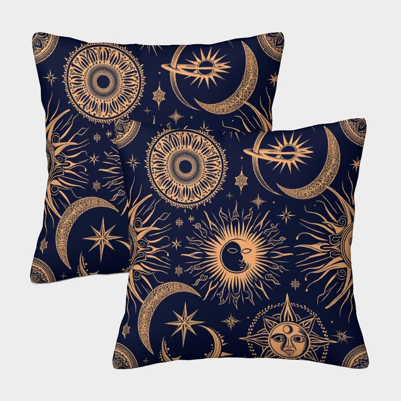 kaiyun 2 Pack Celestial Elements - Repeating Pattern Pillow Case Home Decoration Sofa Cushion Cover 50x50cm