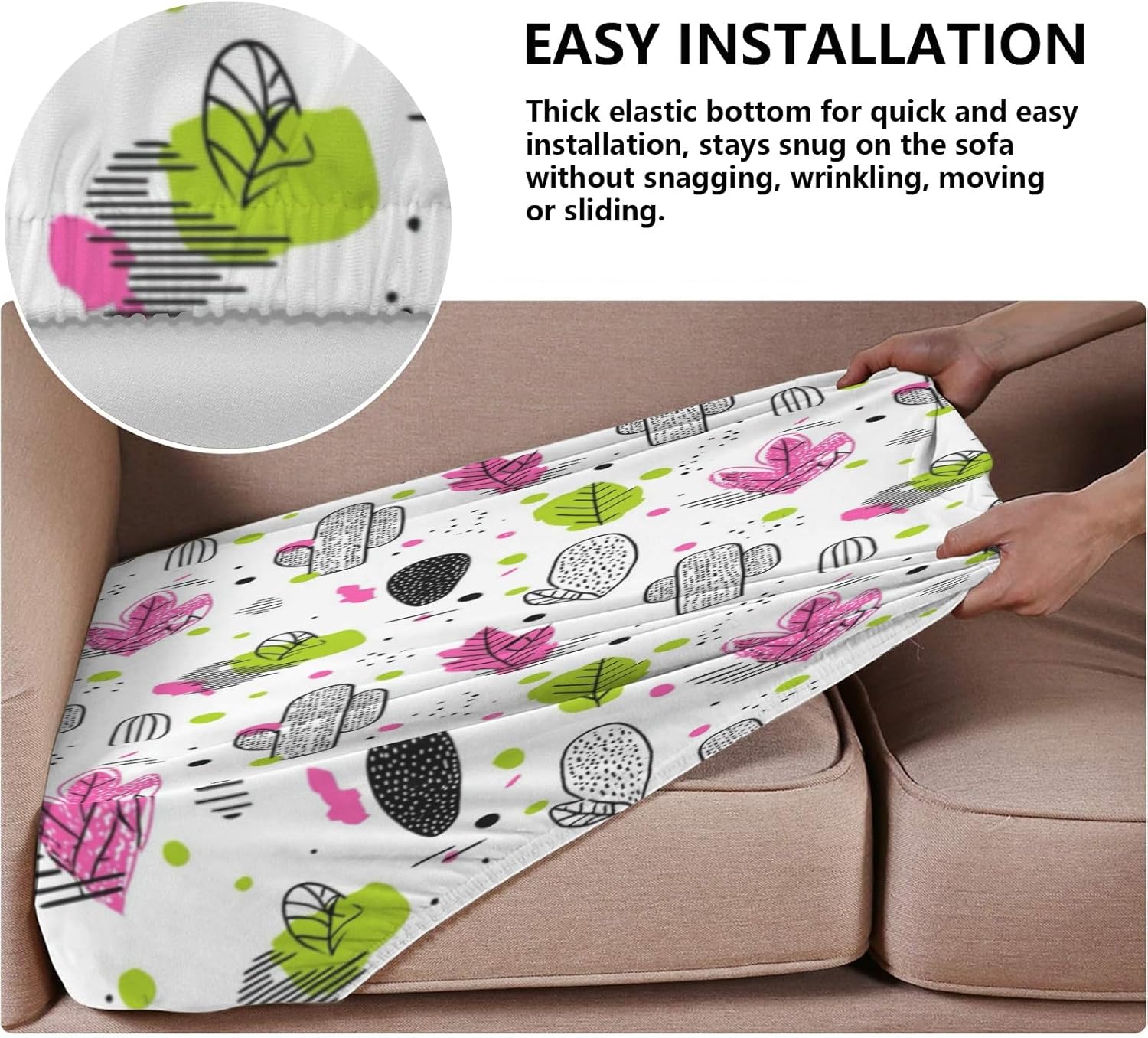 Pop Art Cacti Loveseat Covers Couch Covers for 2 Cushion Couch, 2-Piece Stretch Sofa Slipcovers Anti-Slip Washable Furniture Protectors for Dogs Pets