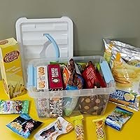 Vista 4 de Gloreen Contenedores de almacenamiento transparentes de 6 cuartos de galón con tapa y mango azul, caja de almacenamiento de plástico multiusos, 2