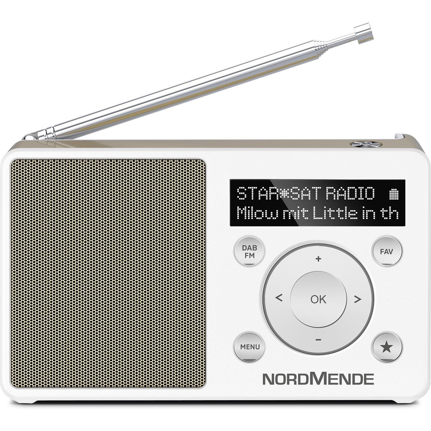 Nordmende Transita 100 Radio Dab Portable et puissante (Dab+, FM, Haut-Parleur, Prise Casque, mémoire des favoris, écran OLED, Batterie, Petite, Portable) - Blanc