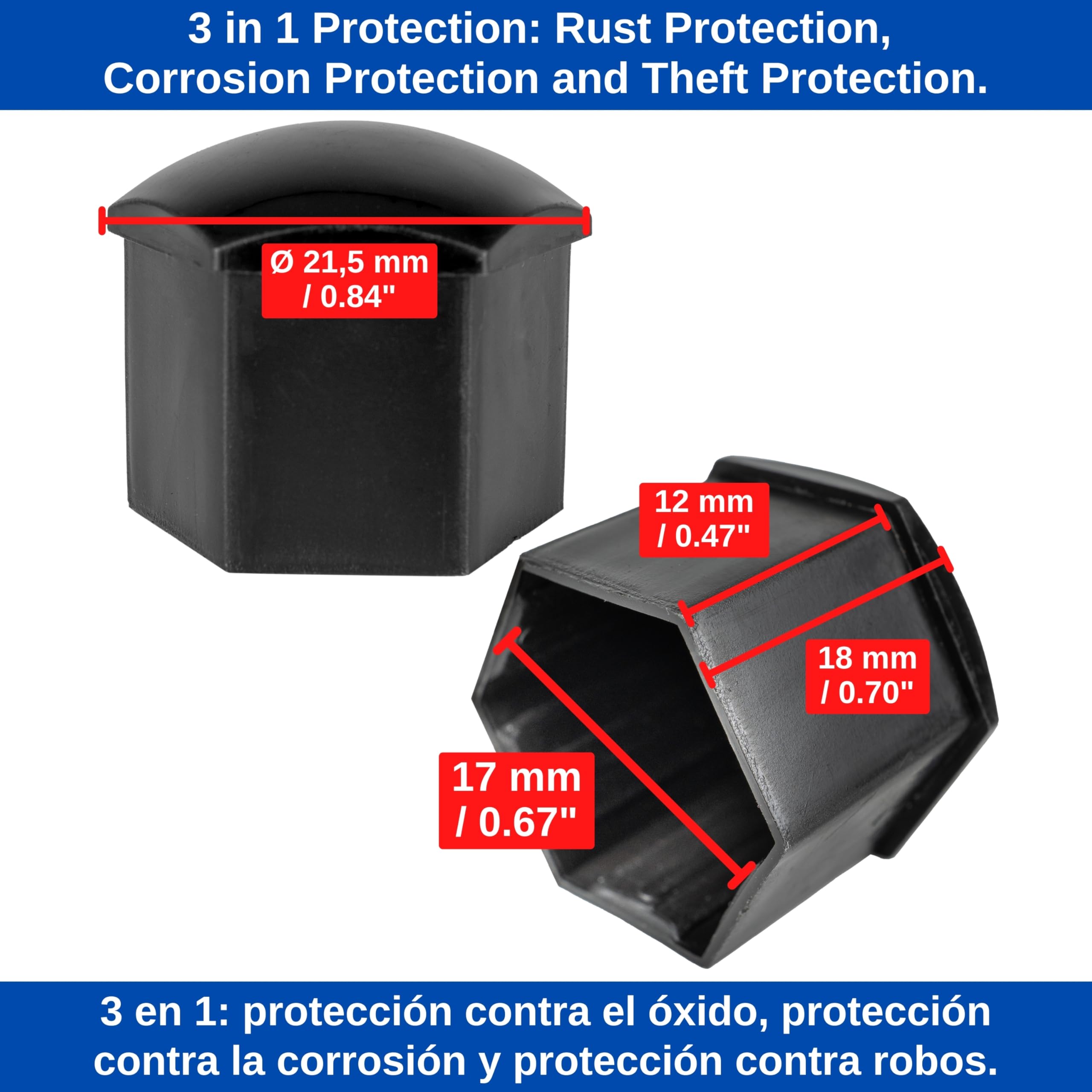 20x Tappi a Vite Ruota Bulloni Ruota Vite Bloccaggio Set 17 MM Nero per