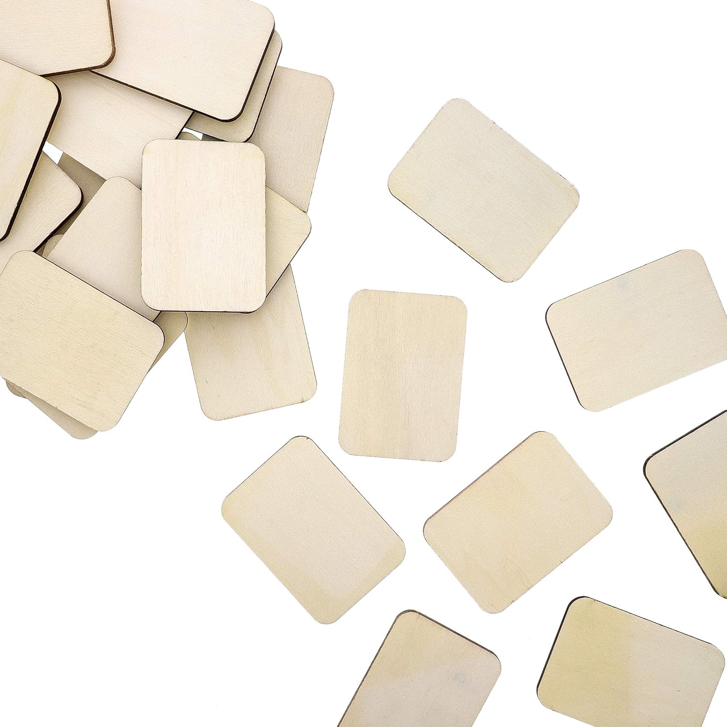 Wooden Cutouts for Crafts, Wood Rectangle (3.5 x 2.5 in, 36 Pack)