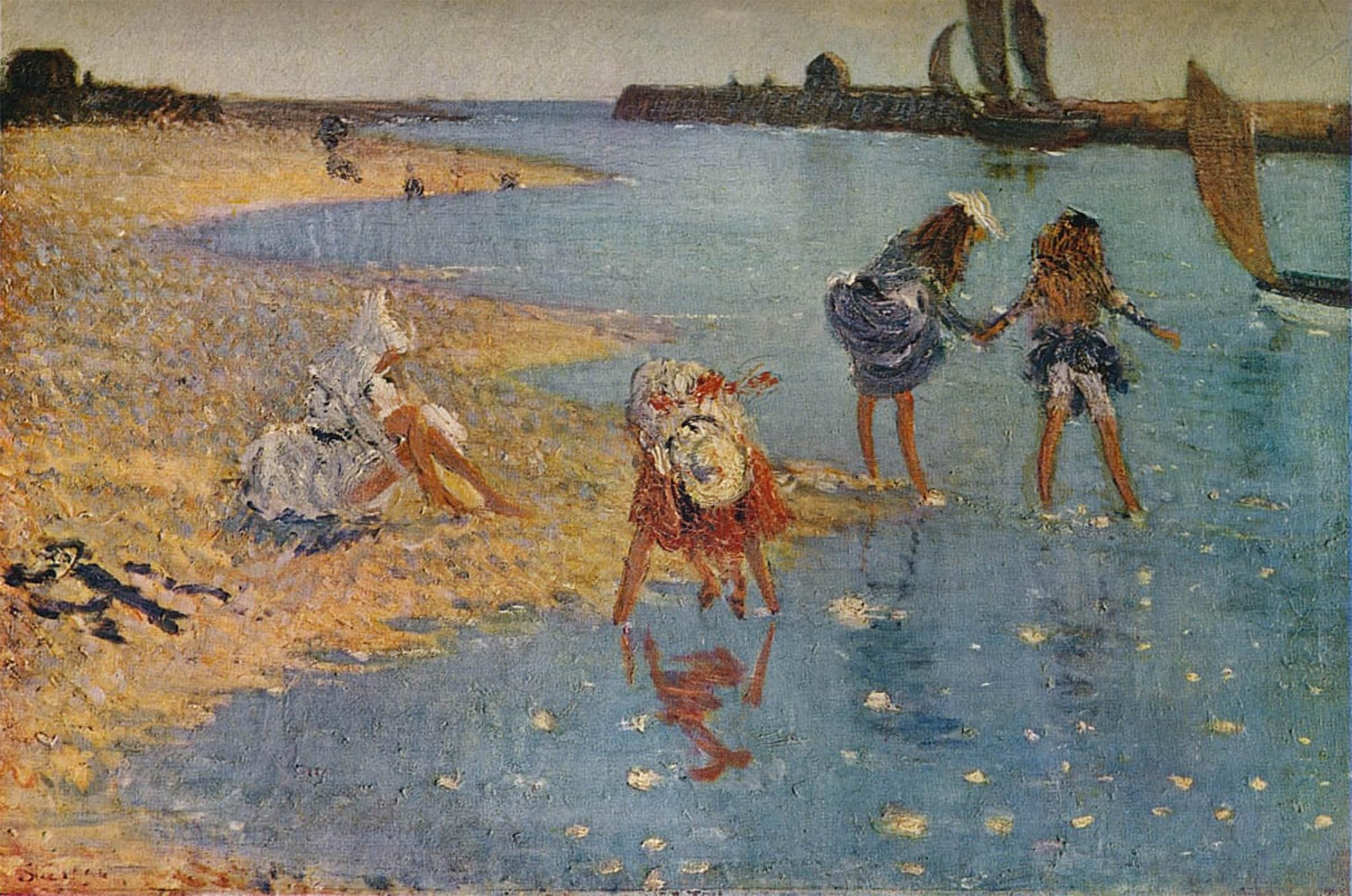 SERENDIPITP Vintage Wall Art Canvas Nordic Poster Canvas Print Picture Children Paddling by Famous Artist Wall Art Poster for Home Decor 60x90cm
