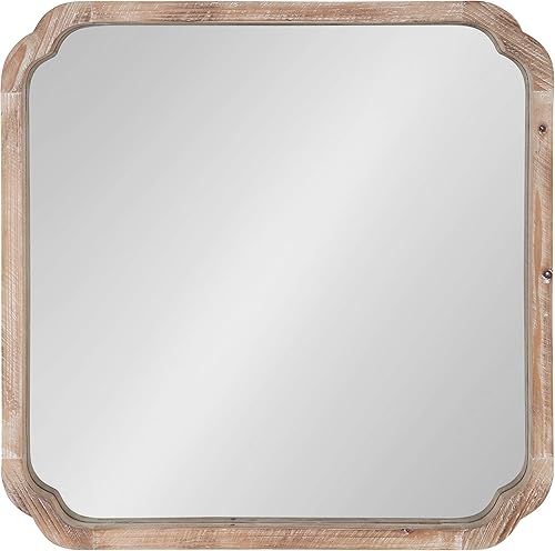 Miniatura 2 de Kate and Laurel Marston Espejo de pared cuadrado rústico, 24 x 24 pulgadas, madera natural, decoración de pared de madera inspirada en la granja.