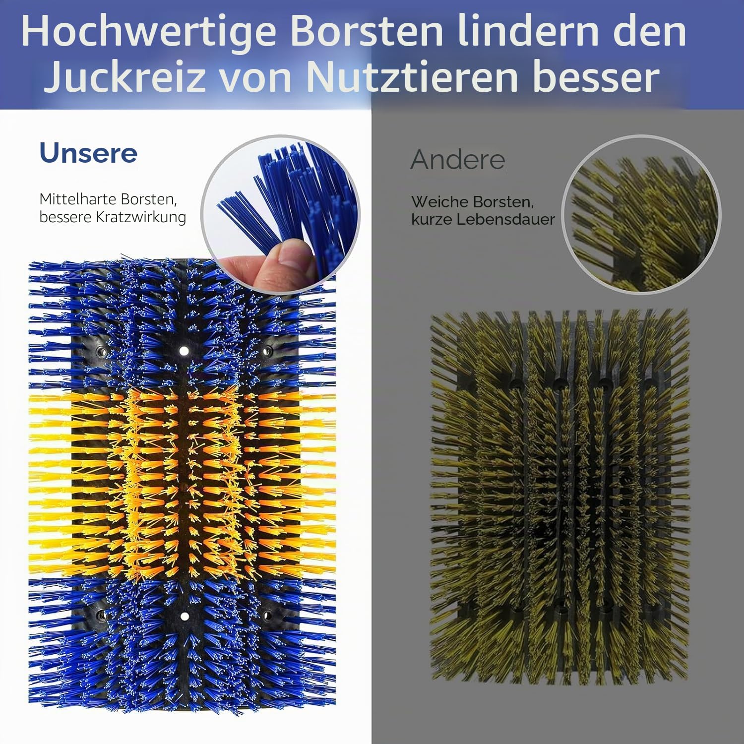 Universal Kratzbürste Pferd mit 12 Schrauben,Halbrunde Kratzbürste | Kratzbürste für Nutztiere Kuhbürste Massagebürste für Schaf Pferd Kuh Schweine,Pferdekratzer (17.5x11.8inch, stück, 1)