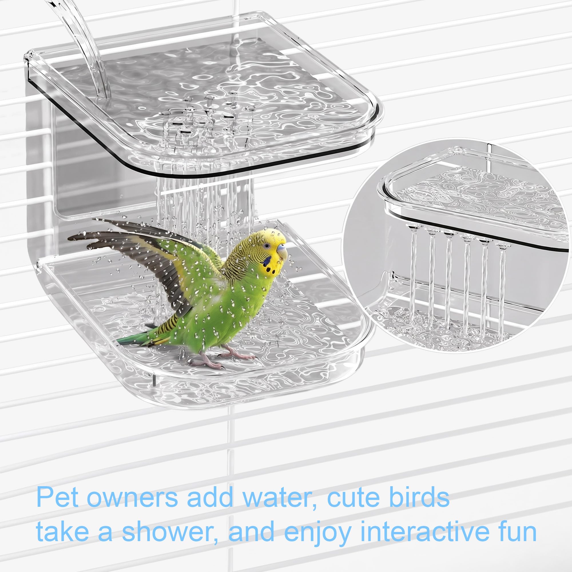 Mangeoire automatique sans désordre pour cage à oiseaux 2 en 1 transparent pour perroquet, boîte de bain et boîte de bain pour oiseaux avec capacité de 765,4 g, accessoires anti-déversement